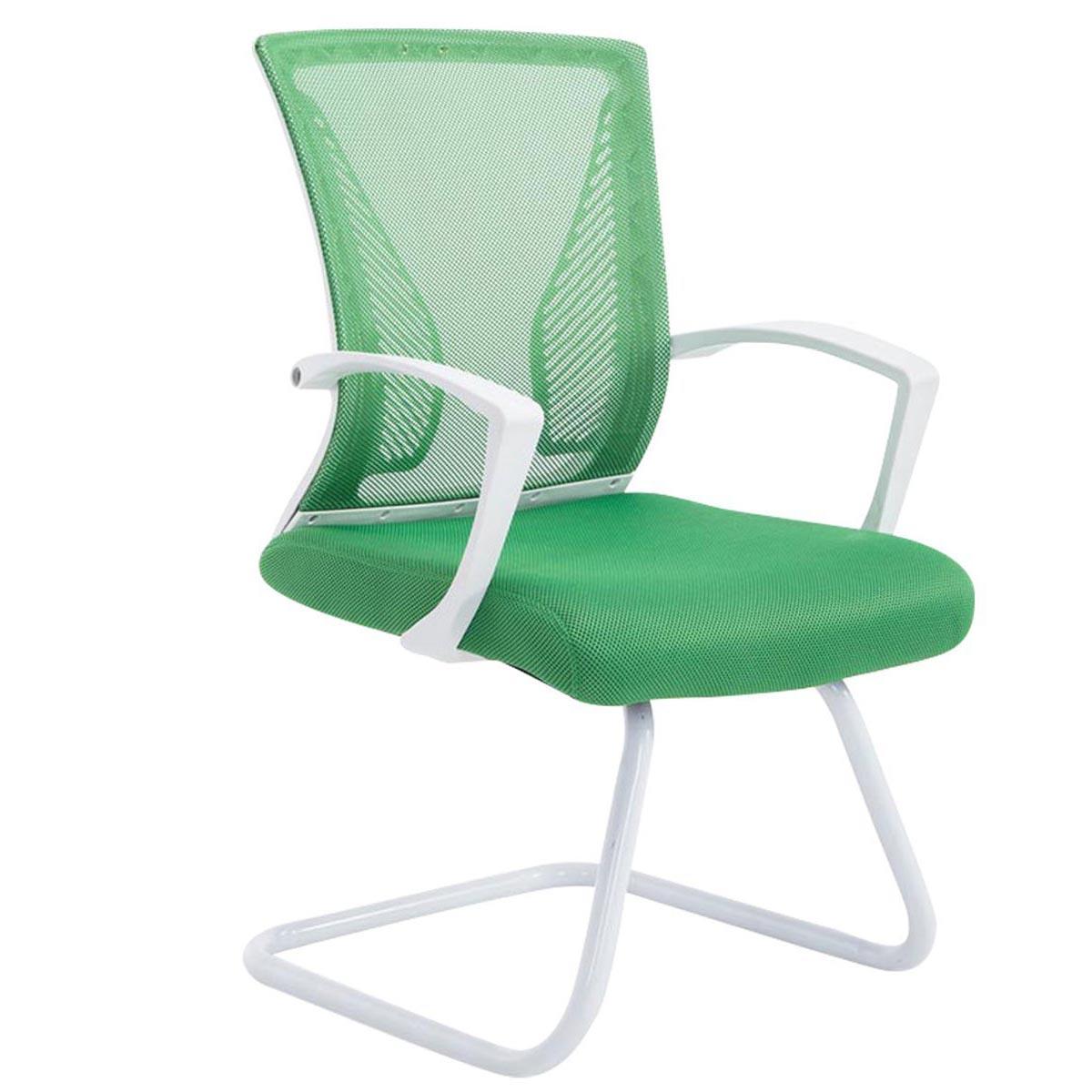 Cadeira de Visita CUBA WHITE V, Estrutura Metálica, Malha Respirável, Verde