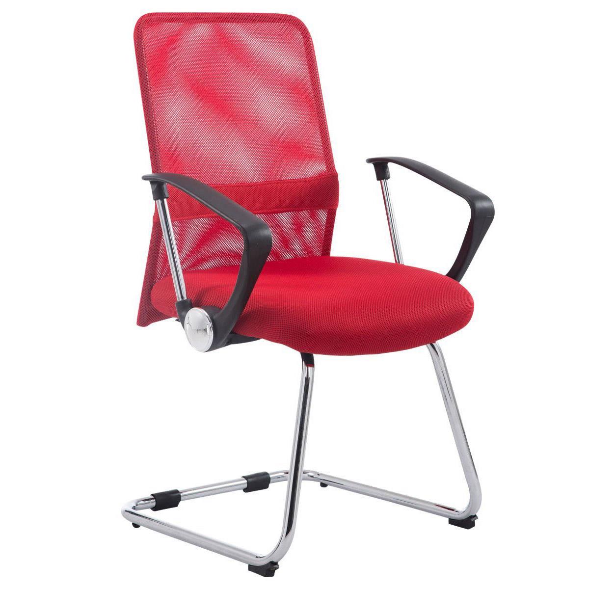 Cadeira de Visita ASPEN V, Assento Acolchoado, Em Malha Respirável, Cor Vermelho