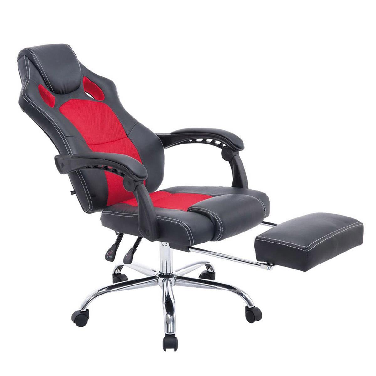 Cadeira Gaming SPRINT, Apoia Pés Extensível, Malha Respirável, Em Pele, Preto e Vermelho