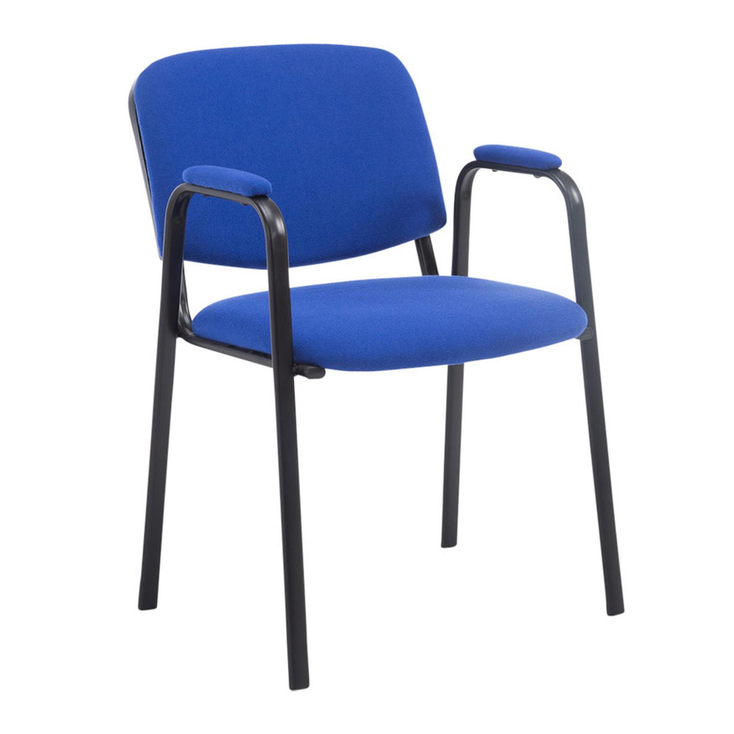 Cadeira de Visita MOBY COM BRAÇOS, Conforto, Pernas Pretas, Cor Azul