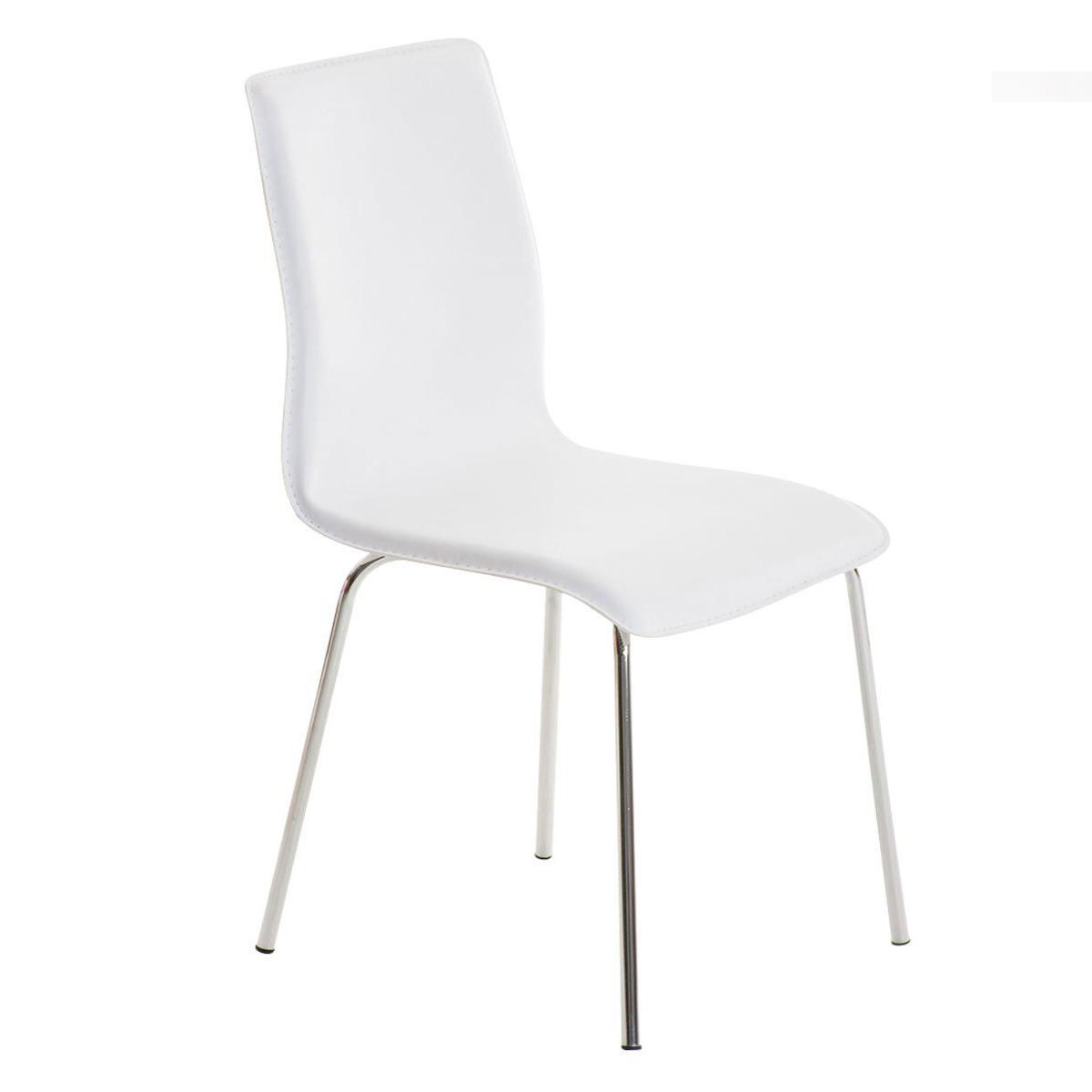 Cadeira de Visita MIKI, Design Exclusivo, Forrada Em Pele, Cor Branco