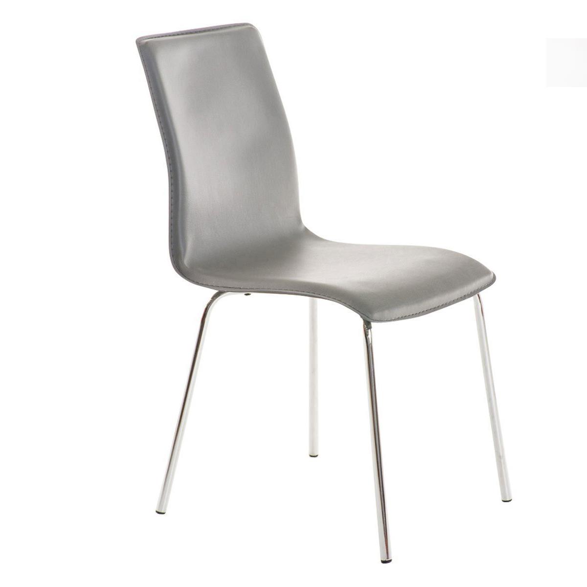 Cadeira de Visita MIKI, Design Exclusivo, Forrada Em Pele, Cor Cinzento