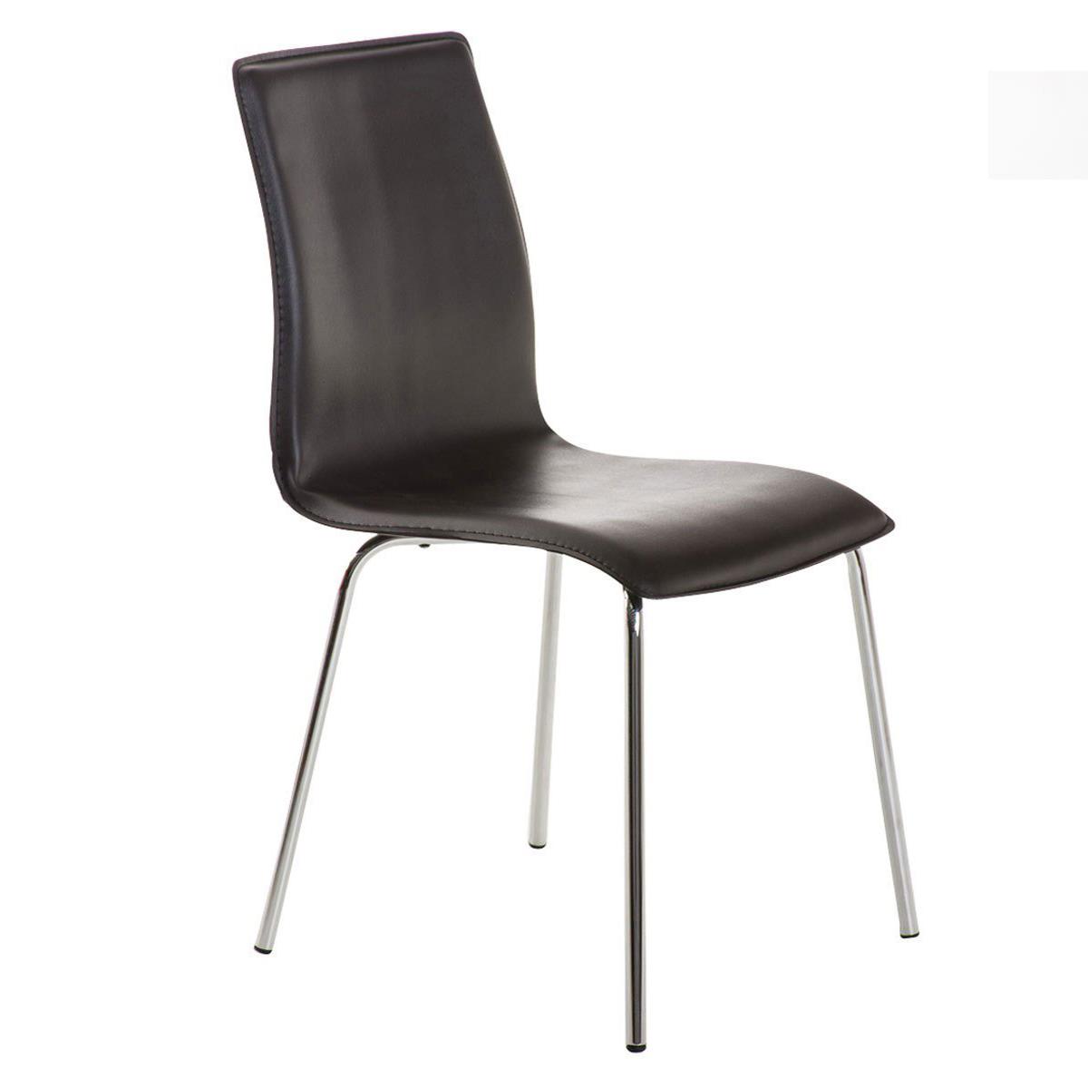 Cadeira de Visita MIKI, Design Exclusivo, Forrada Em Pele, Cor Castanho