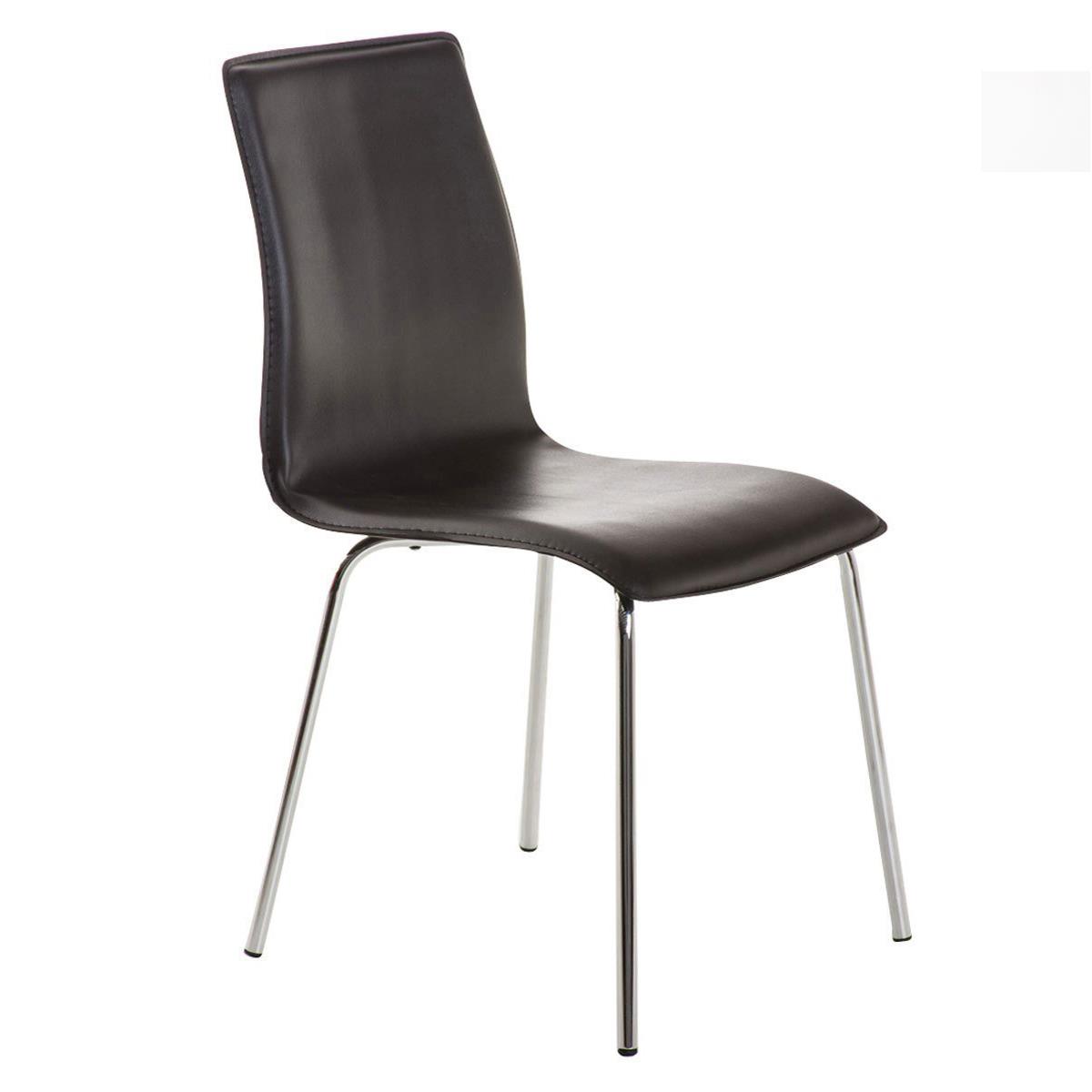 Cadeira de Visita MIKI, Design Exclusivo, Forrada Em Pele, Cor Preto