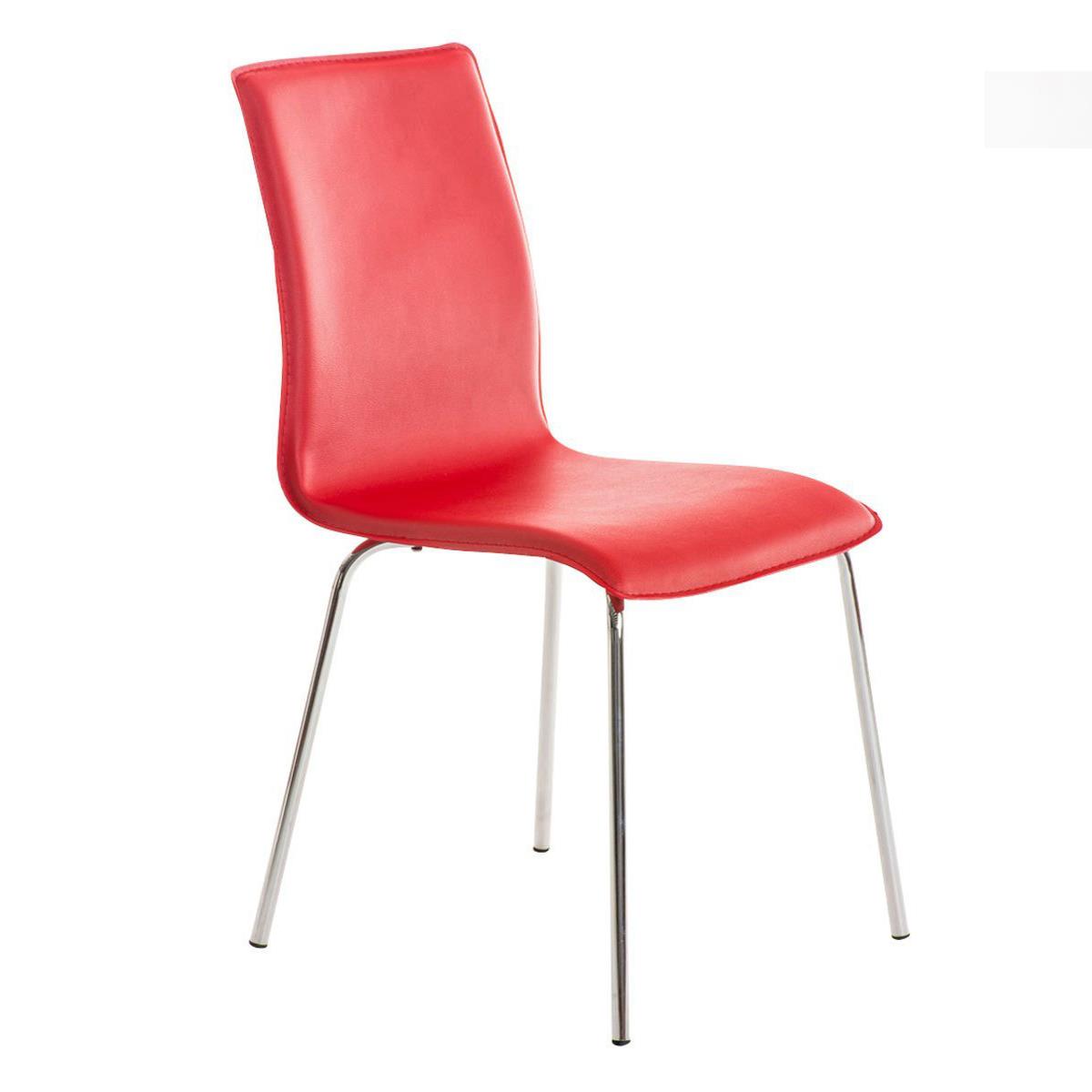 Cadeira de Visita MIKI, Design Exclusivo, Forrada Em Pele, Cor Vermelho