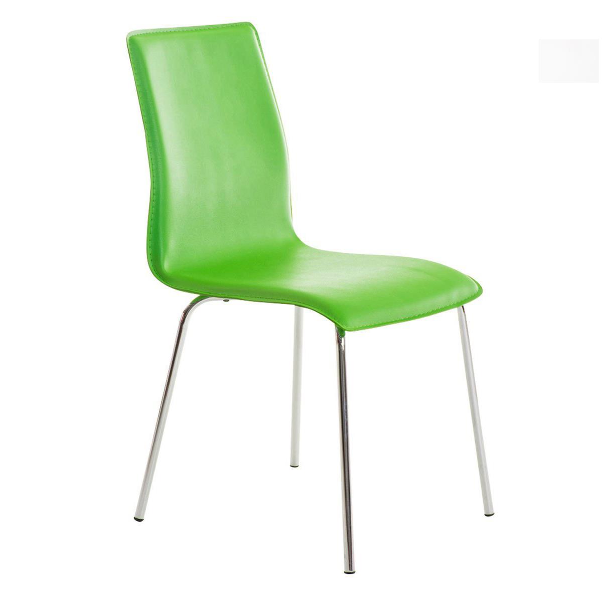 Cadeira de Visita MIKI, Design Exclusivo, Forrada Em Pele, Cor Verde