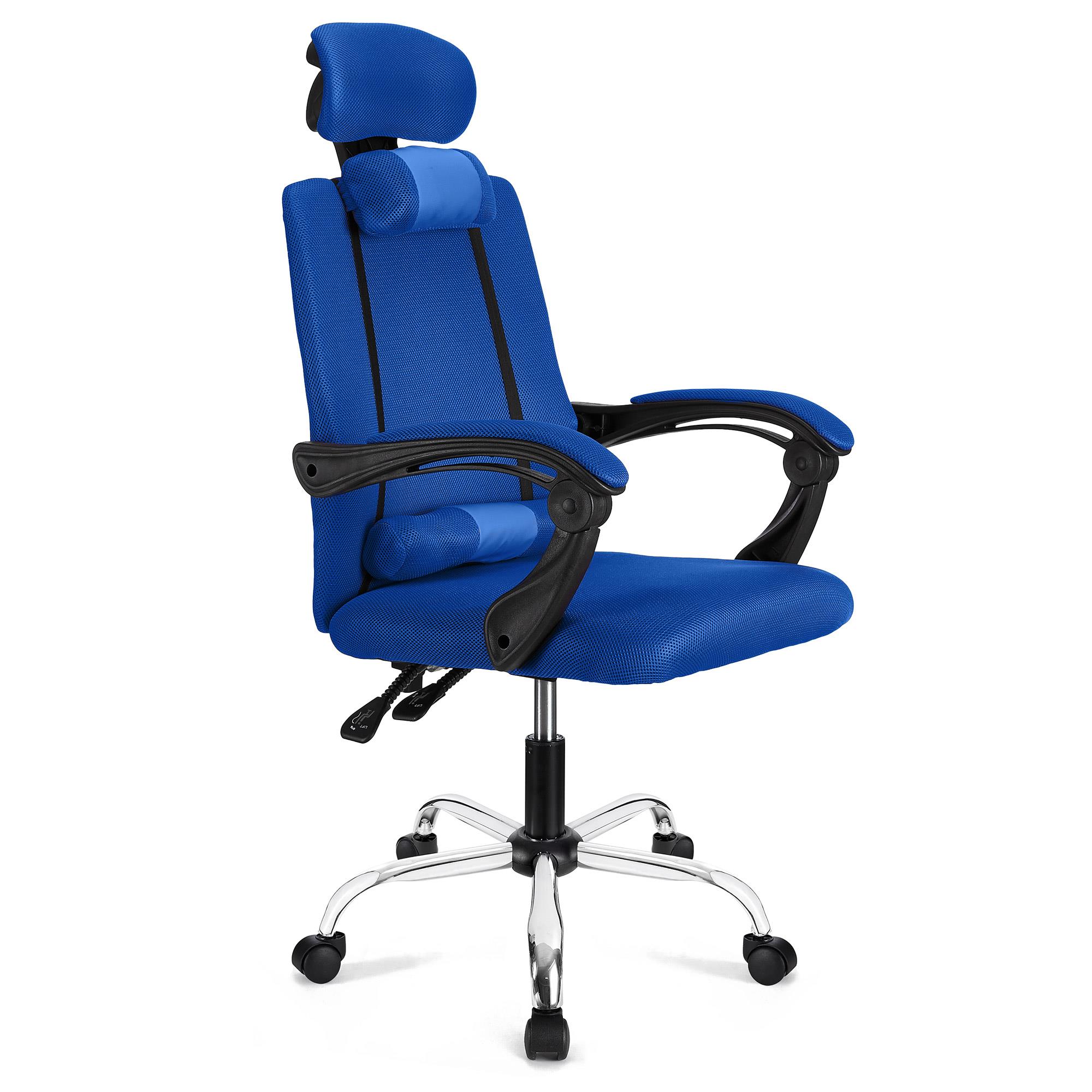 Cadeira Ergonómica FABIO, Reclinável, Almofadado, Malha Respirável, Cor Azul
