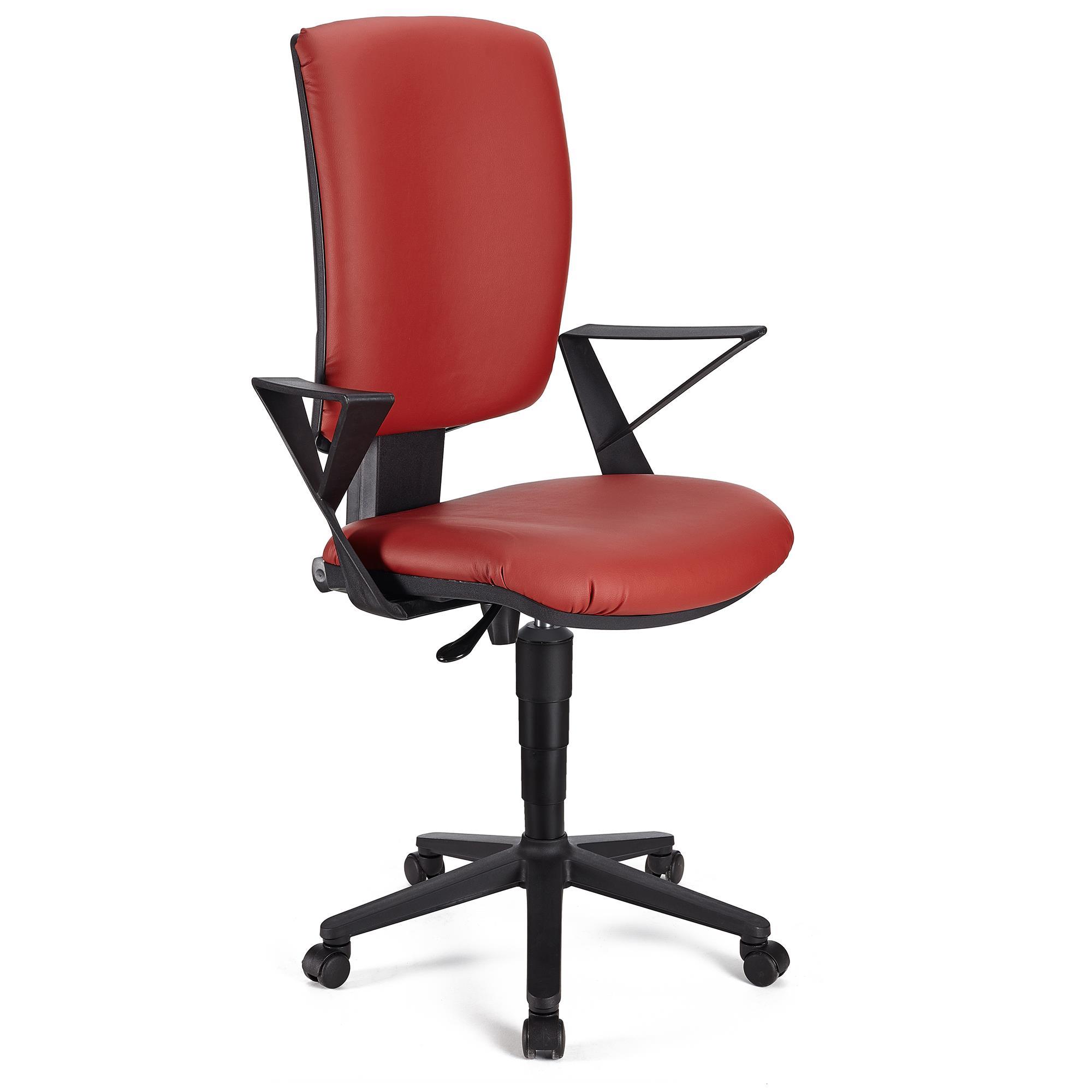 Cadeira de Escritório ATLAS PELE, Encosto Ajustável, Bom Acolchoado, Em Vermelho