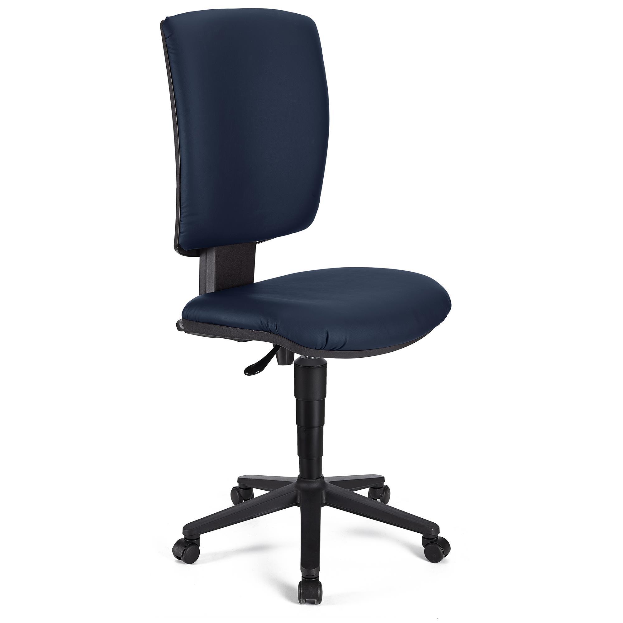 Cadeira de escritório ATLAS SEM BRAÇOS PELE, Encosto Ajustável, Bom Acolchoado, Em Azul