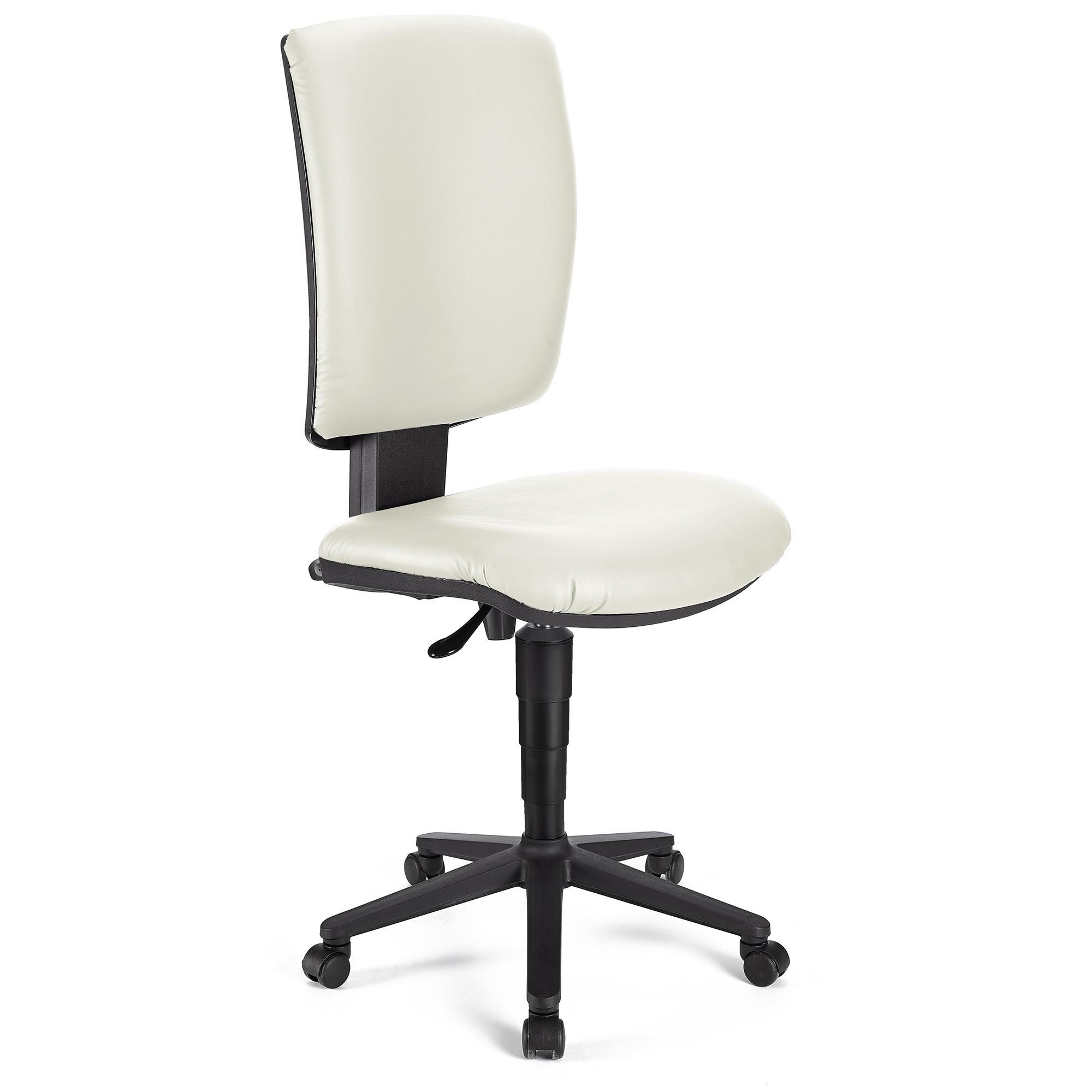 Cadeira de escritório ATLAS SEM BRAÇOS PELE, Encosto Ajustável, Bom Acolchoado, Em Branco