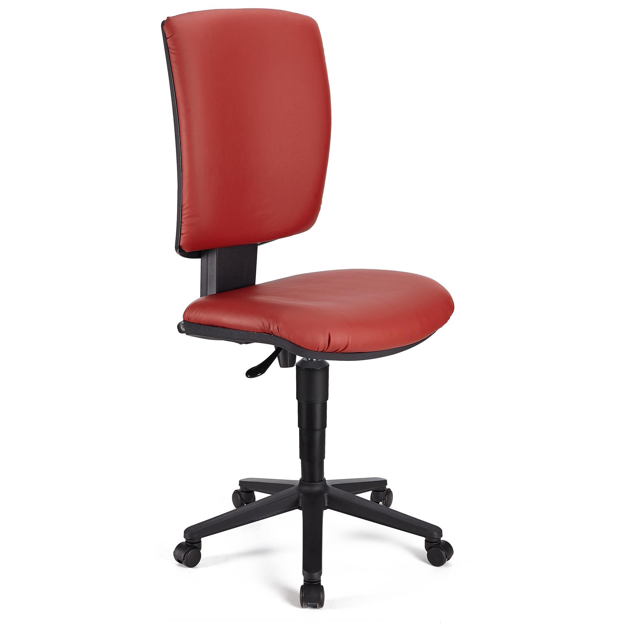 Cadeira de escritório ATLAS SEM BRAÇOS PELE, Encosto Ajustável, Bom Acolchoado, Em Vermelho