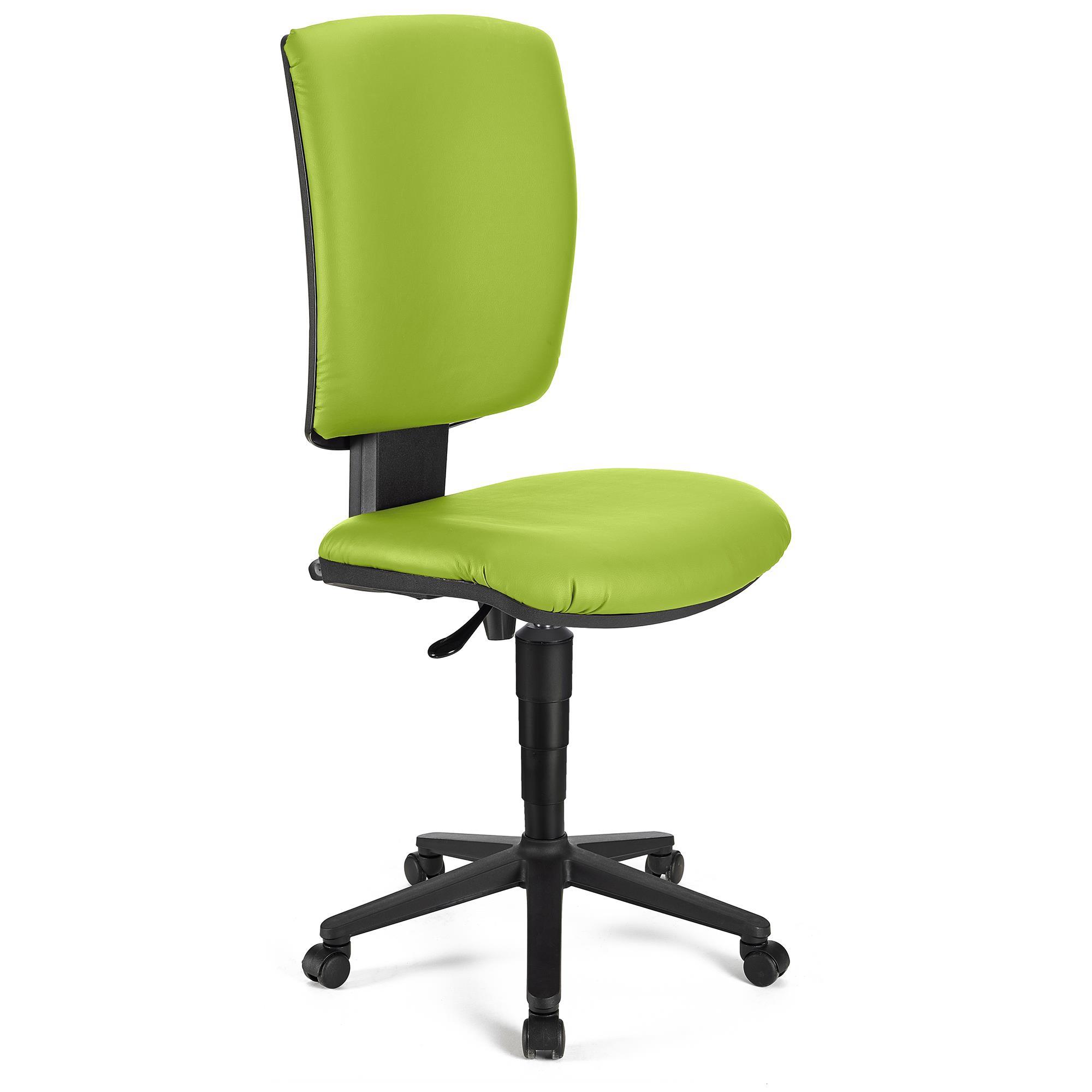 Cadeira de escritório ATLAS SEM BRAÇOS PELE, Encosto Ajustável, Bom Acolchoado, Em Verde