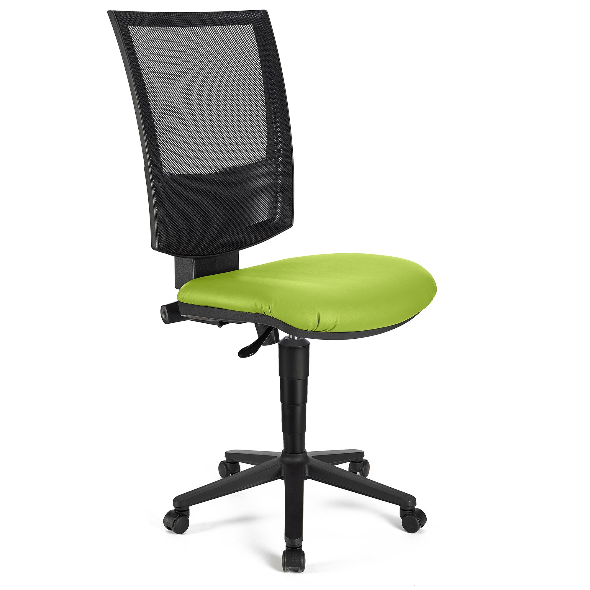 Cadeira de Escritório PANDORA SEM BRAÇOS PELE, Encosto Ajustável em Malha, Bom Acolchoado em Verde