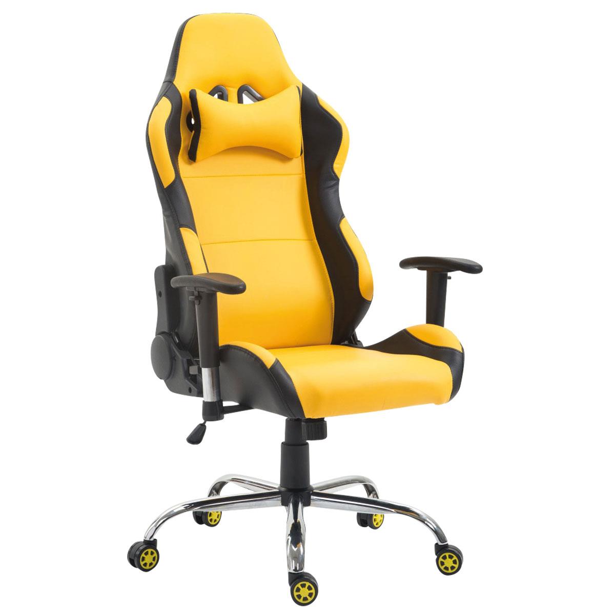 Cadeira Gaming ROSBY, Design Desportivo e Muito Confortável, Em Pele, Cor Amarelo
