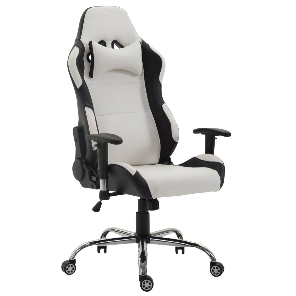 Cadeira Gaming ROSBY, Design Desportivo e Muito Confortável, Em Pele, Cor Branco