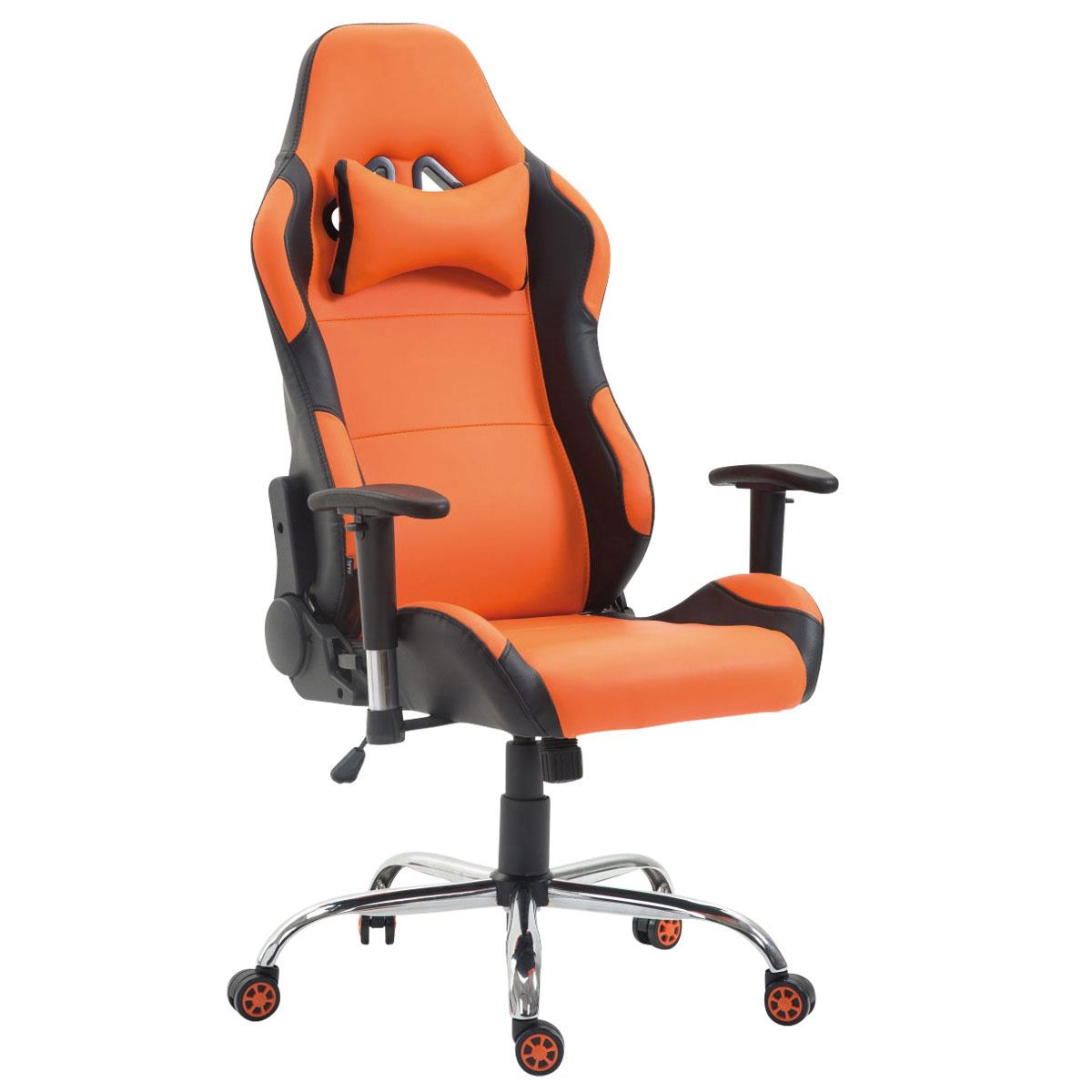 Cadeira Gaming ROSBY, Design Desportivo e Muito Confortável, Em Pele, Cor Laranja