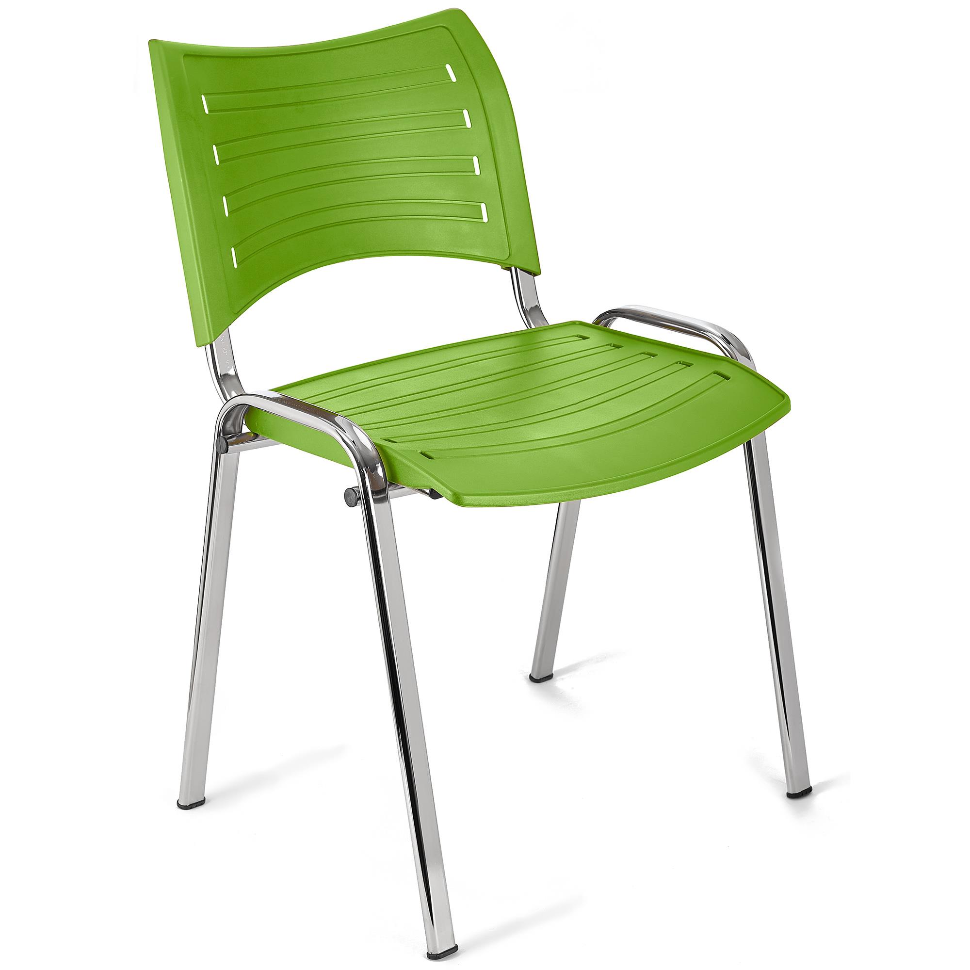 Cadeira de Visita ELVA, Empilhável e Prática, Confortável, Pernas Cromadas, Cor Verde
