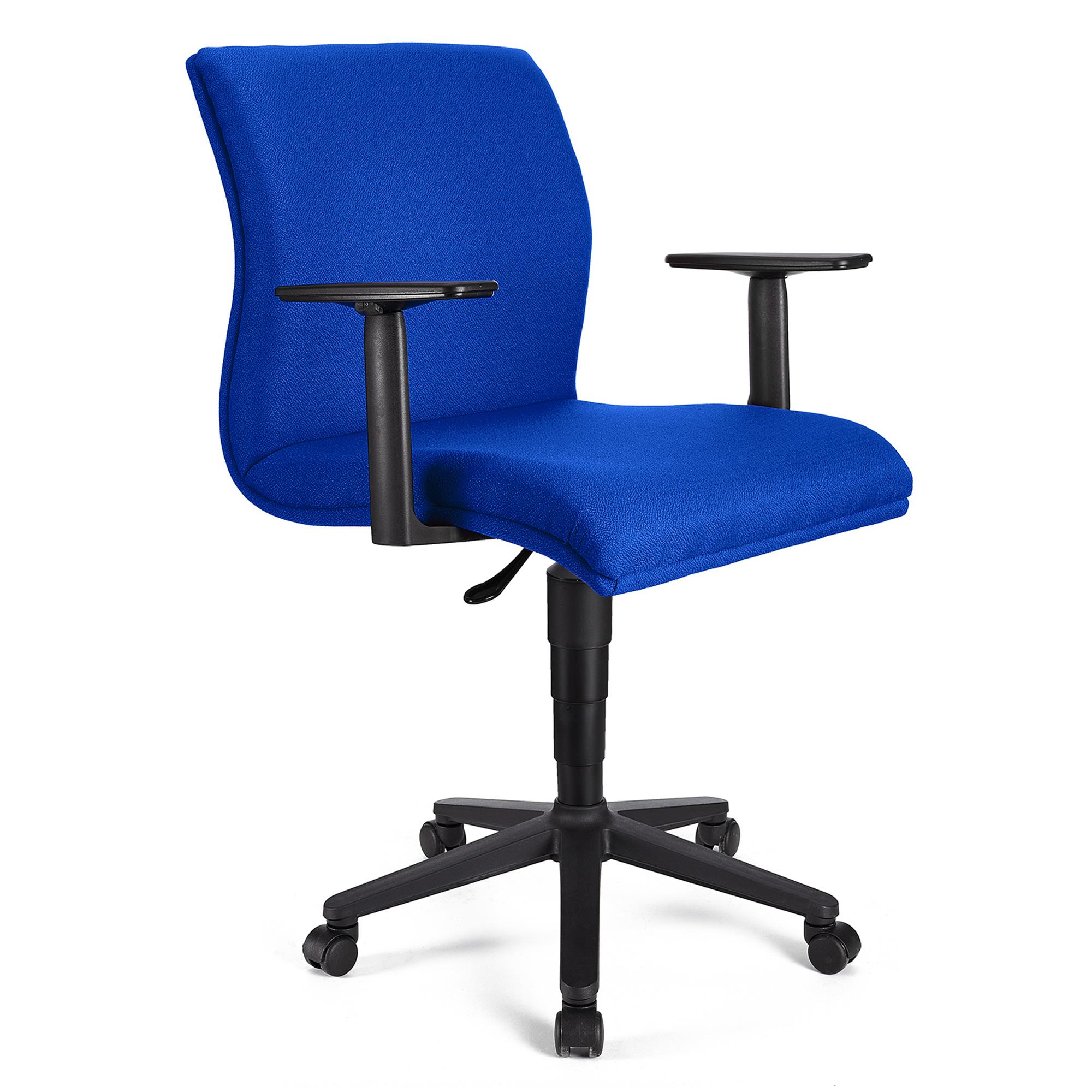 Cadeira de Escritório ANIBAL BASE, Braços Ajustáveis, Acolchoado em tecido Azul