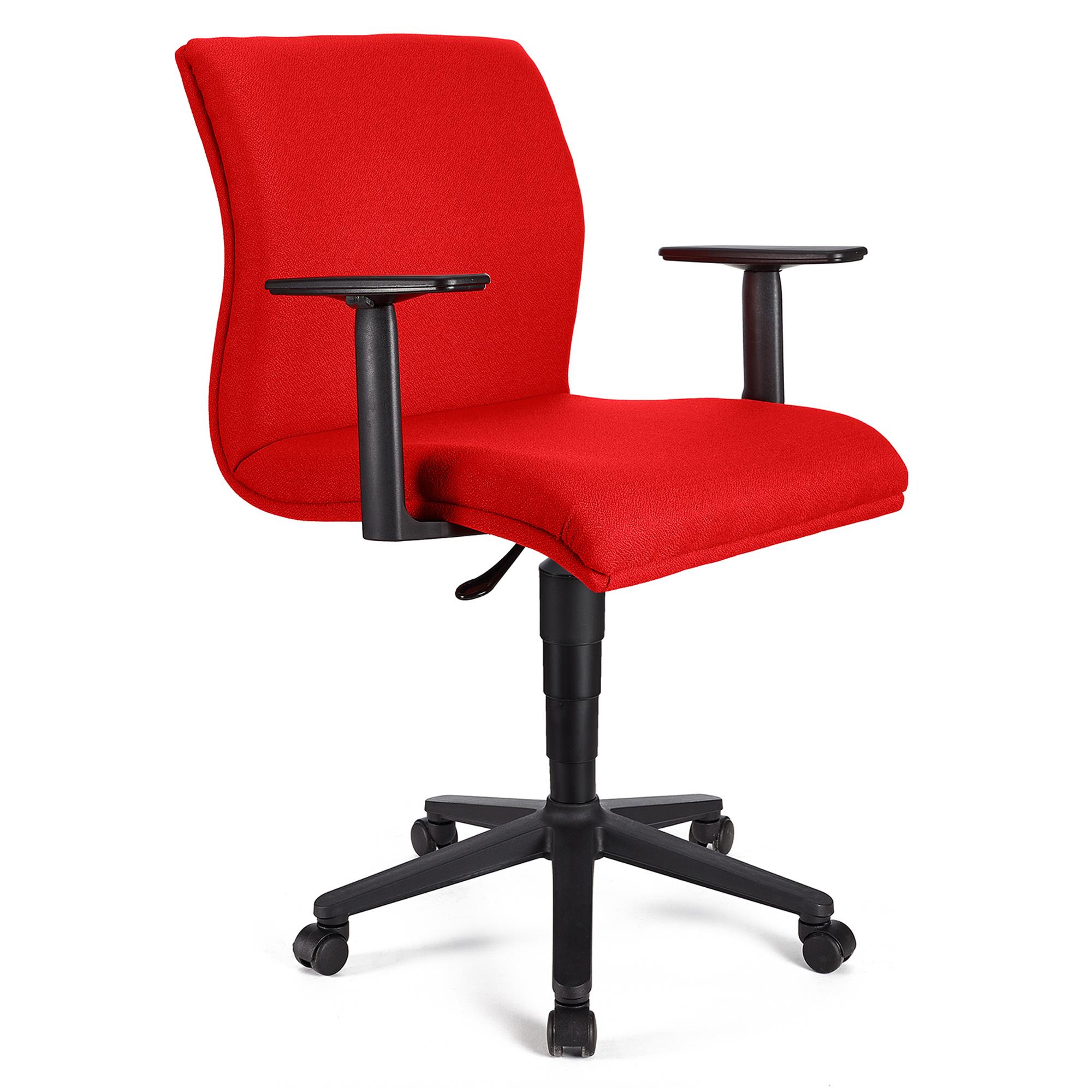 Cadeira de Escritório ANIBAL BASE, Braços Ajustáveis, Acolchoado em Tecido Vermelho