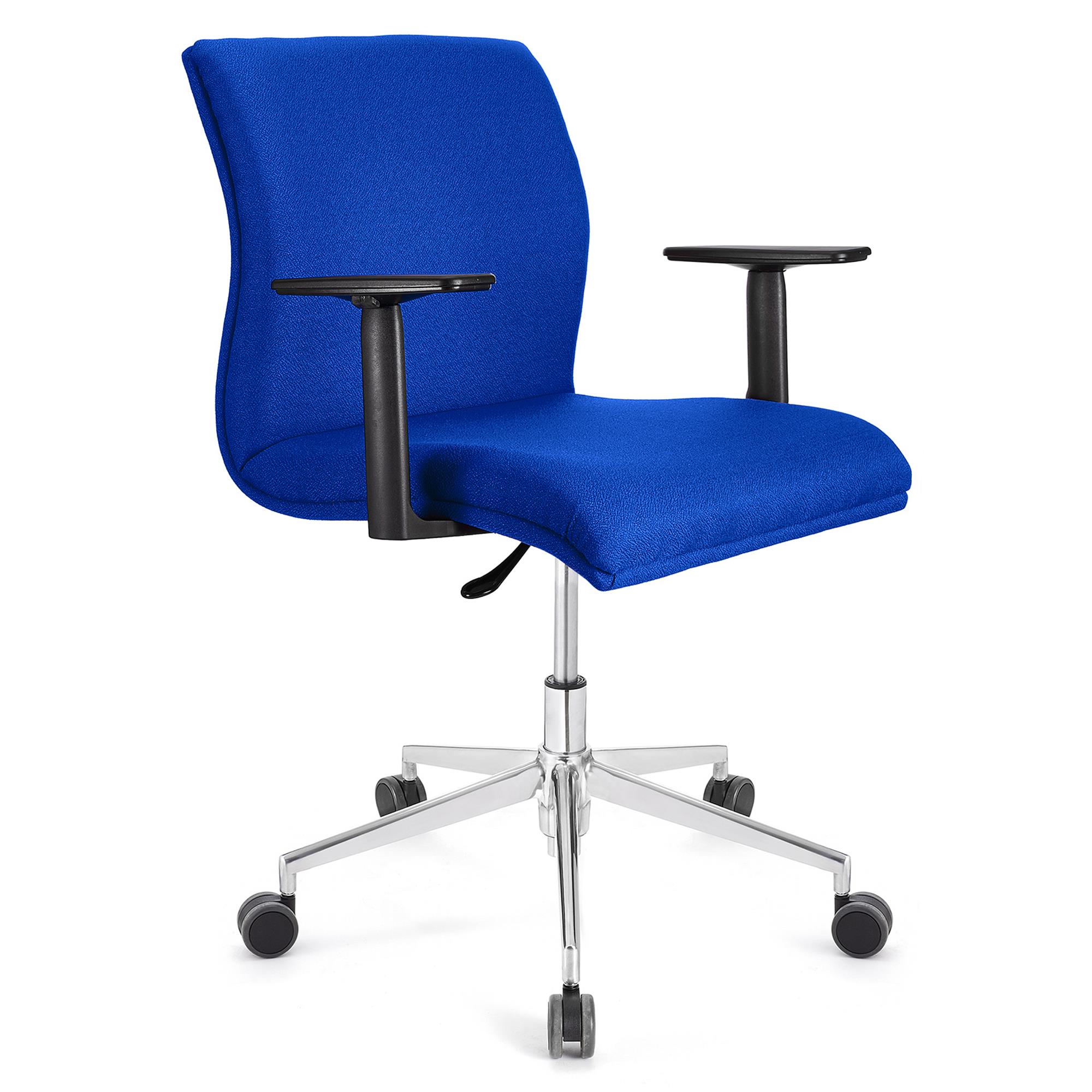 Cadeira de Escritório ANIBAL BASE PRO, Braços Ajustáveis, Acolchoado em Tecido Azul