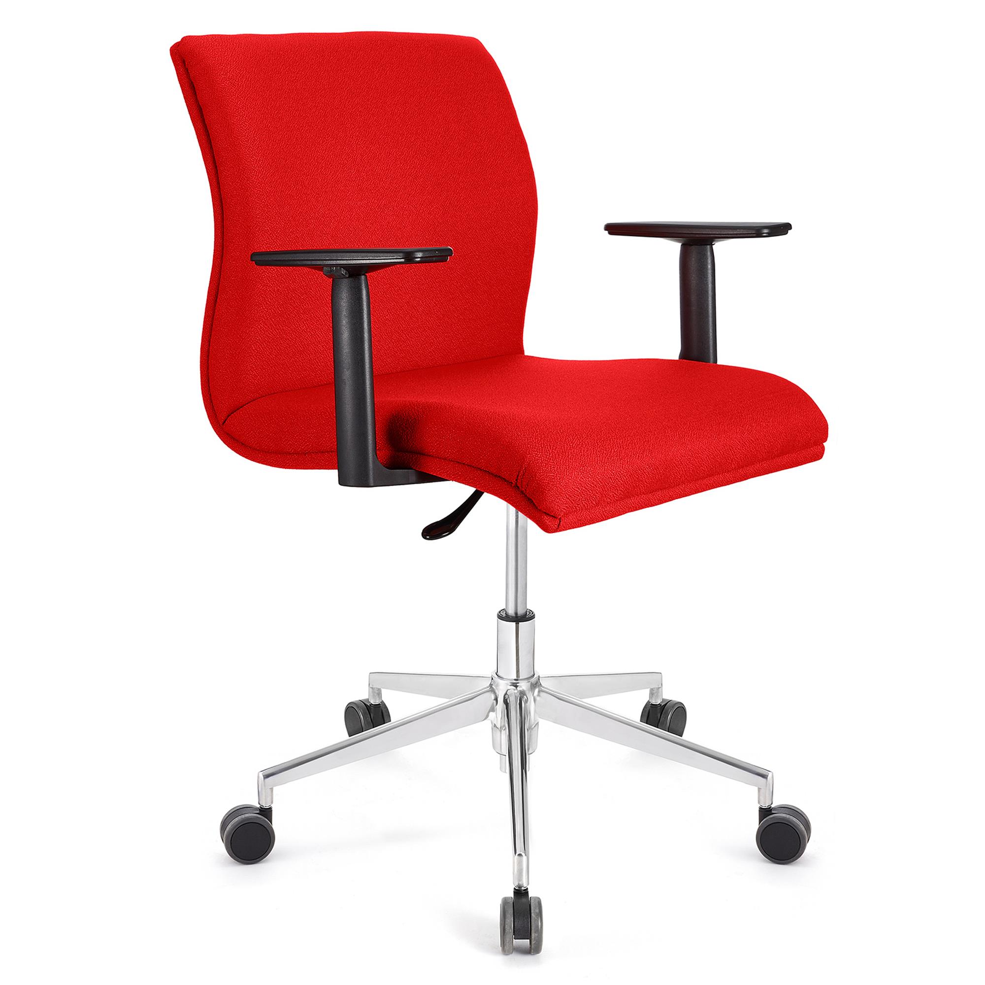 Cadeira de Escritório ANIBAL BASE PRO, Braços Ajustáveis, Acolchoado em Tecido Vermelho