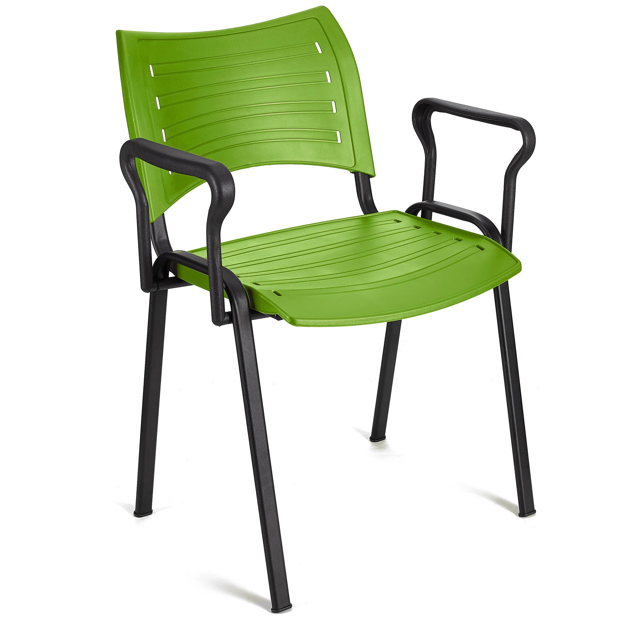Cadeira de Visita ELVA COM BRAÇOS, Confortável, Pernas Pretas, Cor Verde
