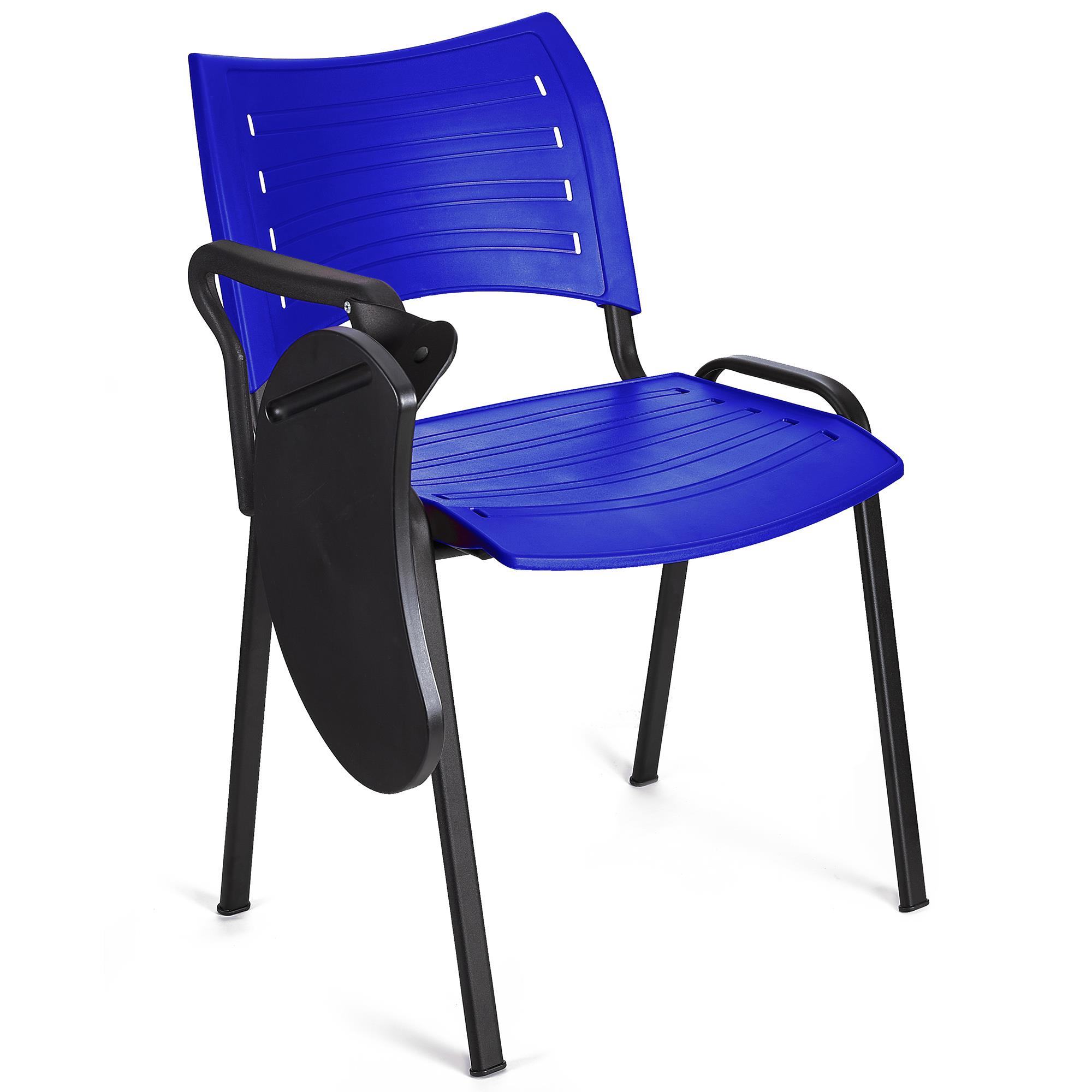 Cadeira de Visita ELVA COM PALMATÓRIA, Confortável, Pernas Pretas, Cor Azul