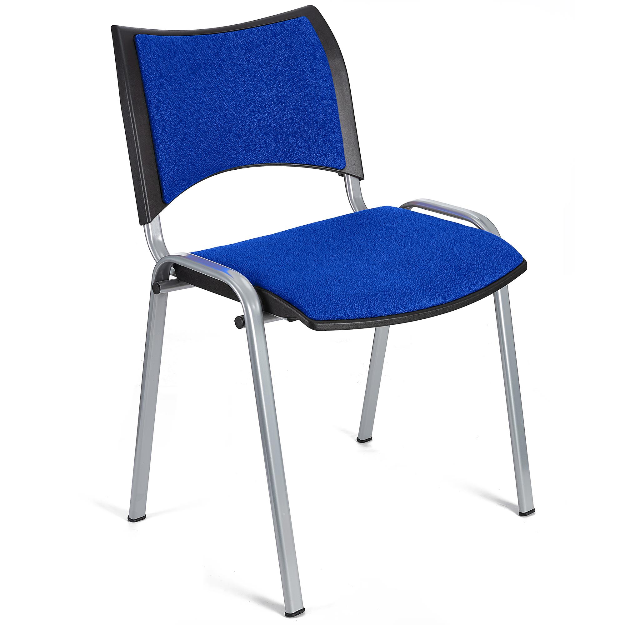 Cadeira de Visita ROMEL, Prática e Empilhável, Pernas Cinza, Em Pano, Azul