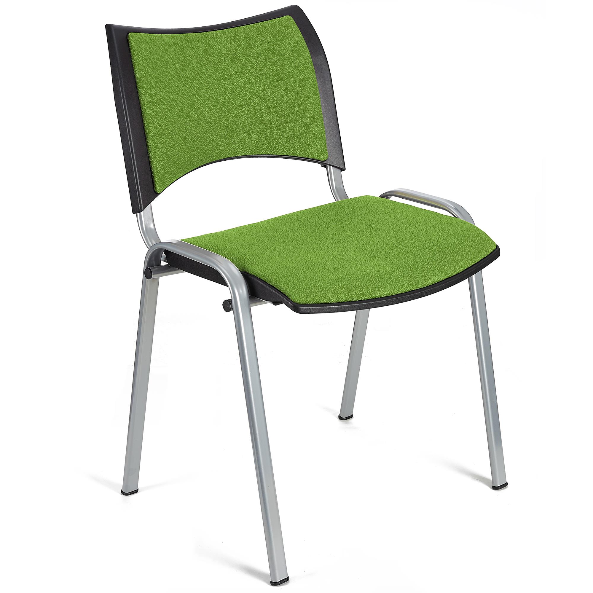 Cadeira de Visitante ROMEL, Acolchoado Confortável, Empilhável, Patas Cinza, em Pano Verde Lima