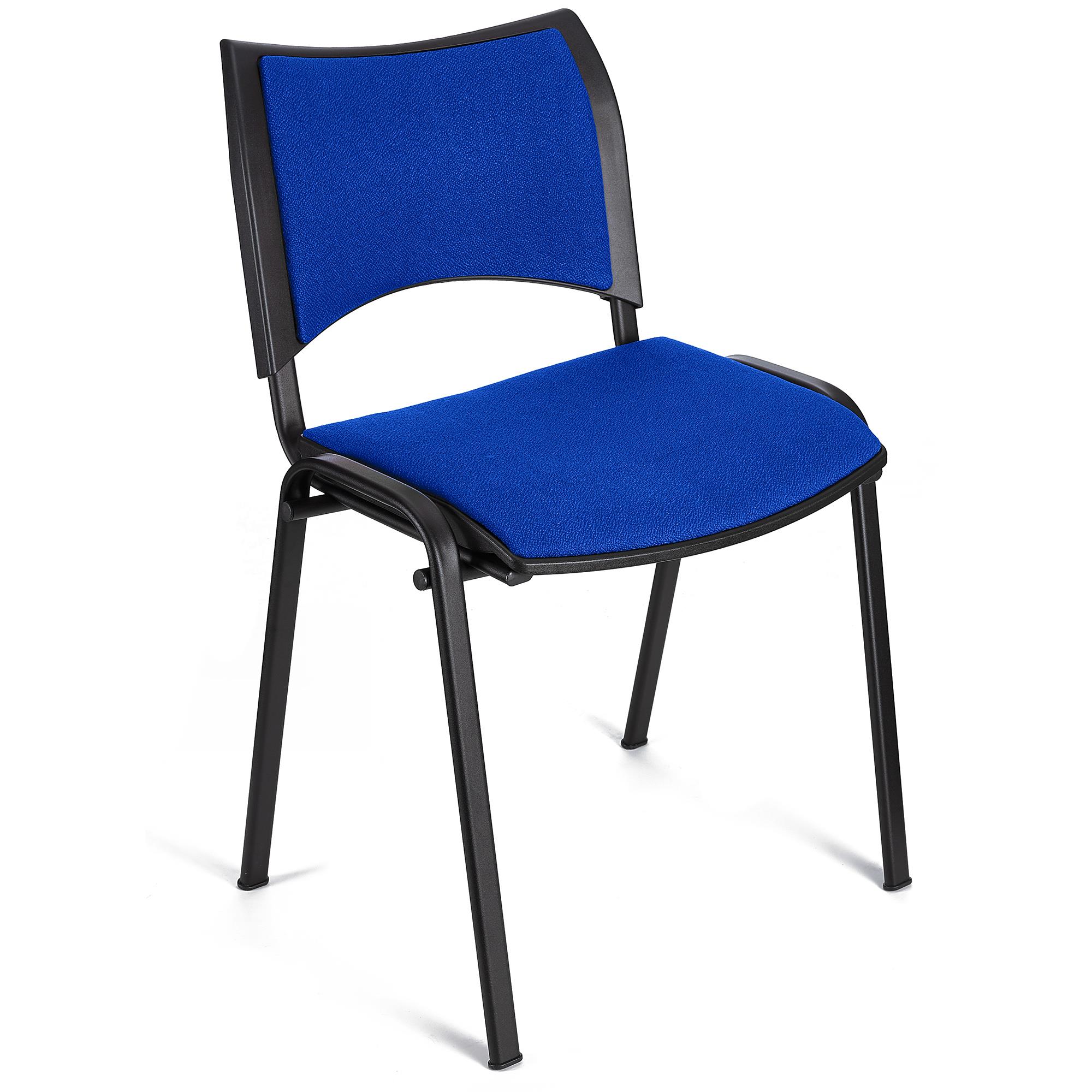 Cadeira de Visita ROMEL, Prática e Empilhável, Pernas Pretas, Em Pano, Azul