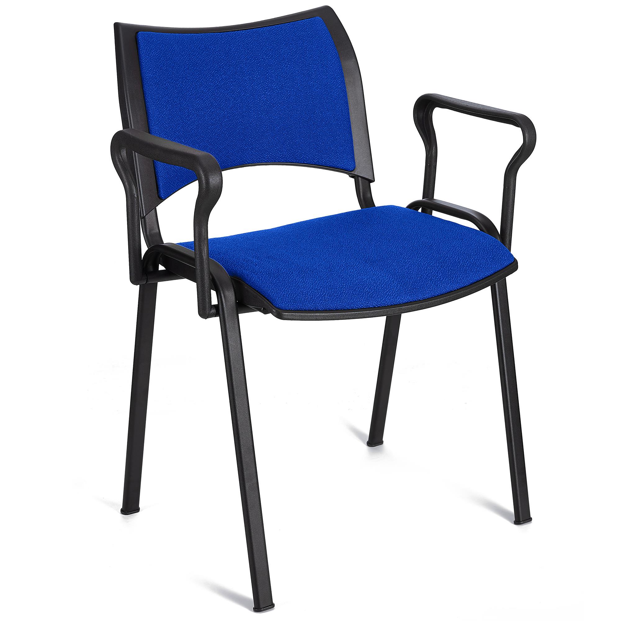 Cadeira de Visita ROMEL COM BRAÇOS, Empilhável, Pernas Pretas, Em Pano, Azul