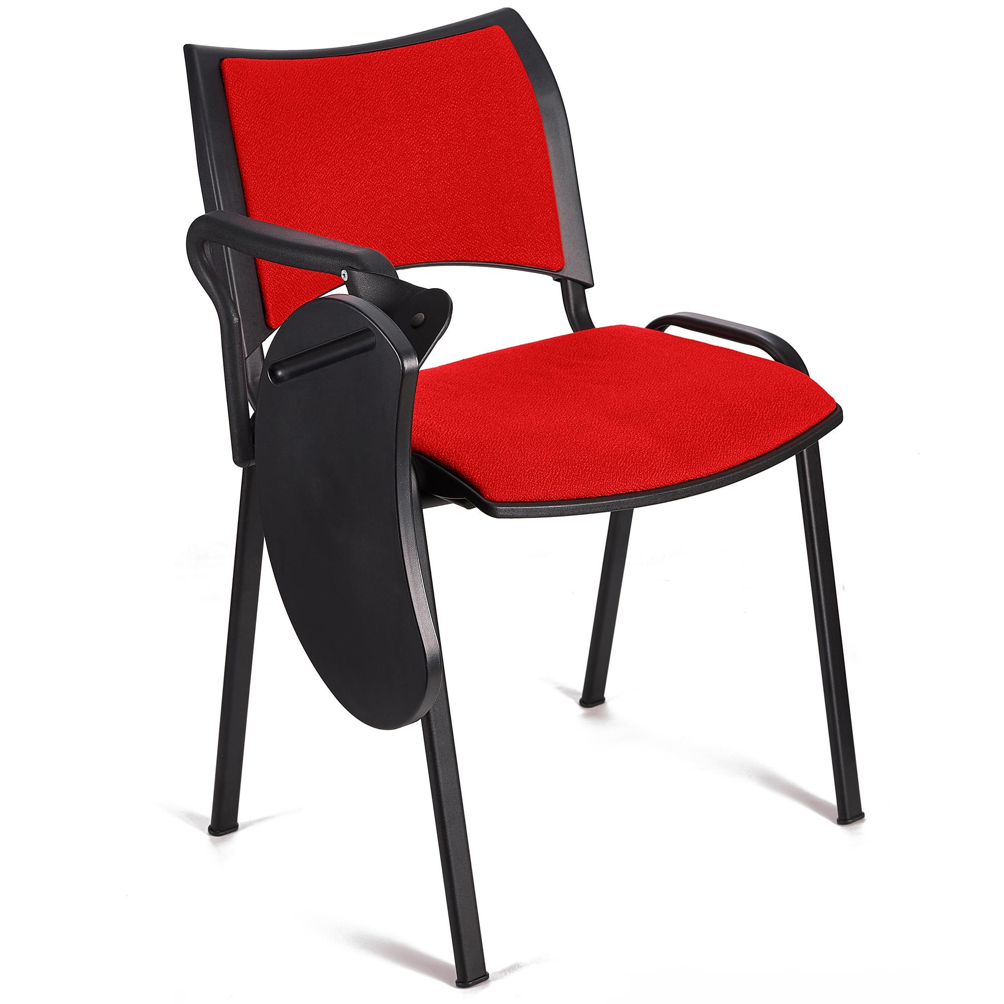 Cadeira de Visita ROMEL COM PALMATÓRIA, Empilhável, Pernas Pretas, Em Pano, Vermelho