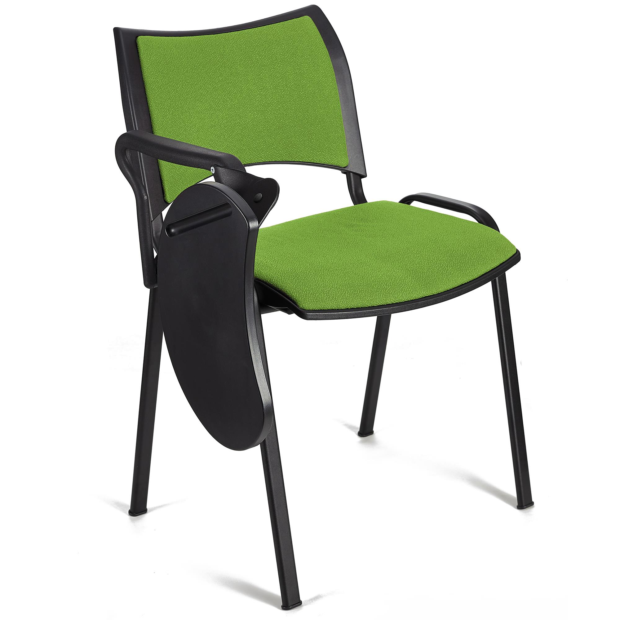 Cadeira de Visitante ROMEL COM PALMATÓRIA, Acolchoado Confortável, Empilhável, Patas Pretas, em Pano Verde Lima