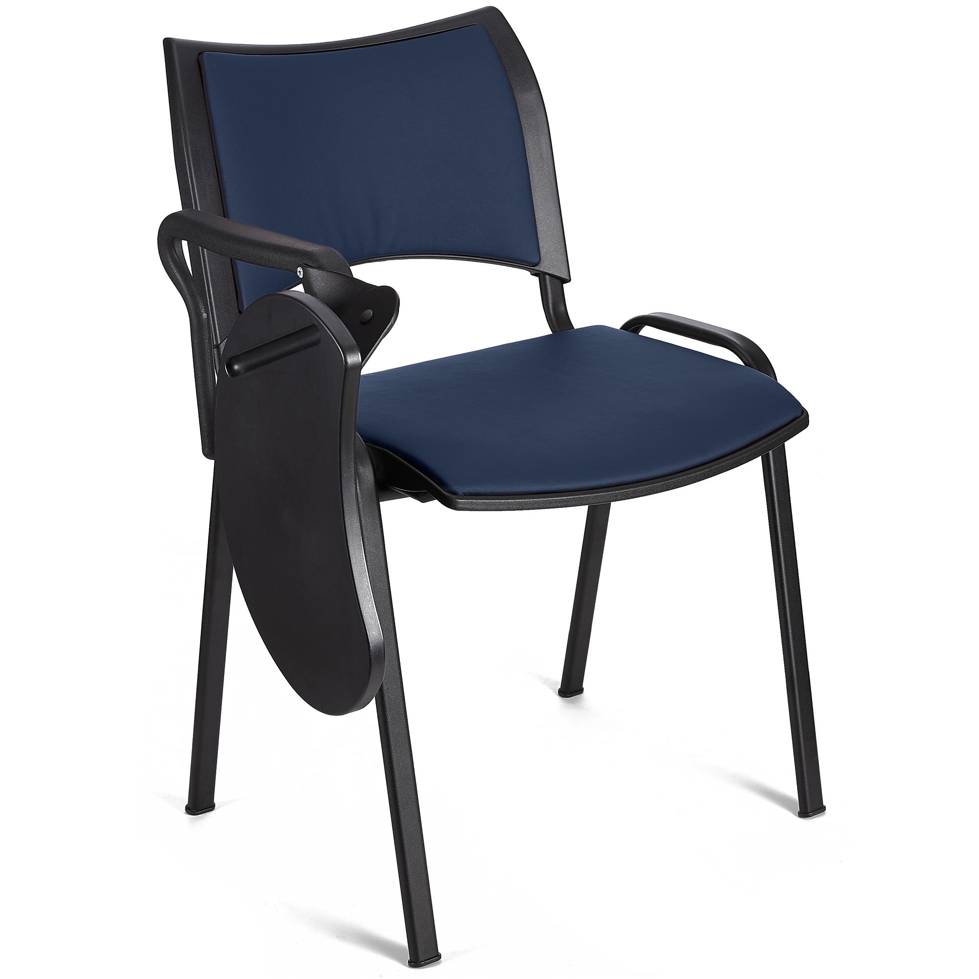 Cadeira de Visita ROMEL PELE COM PALMATÓRIA, Empilhável, Pernas Pretas, Azul