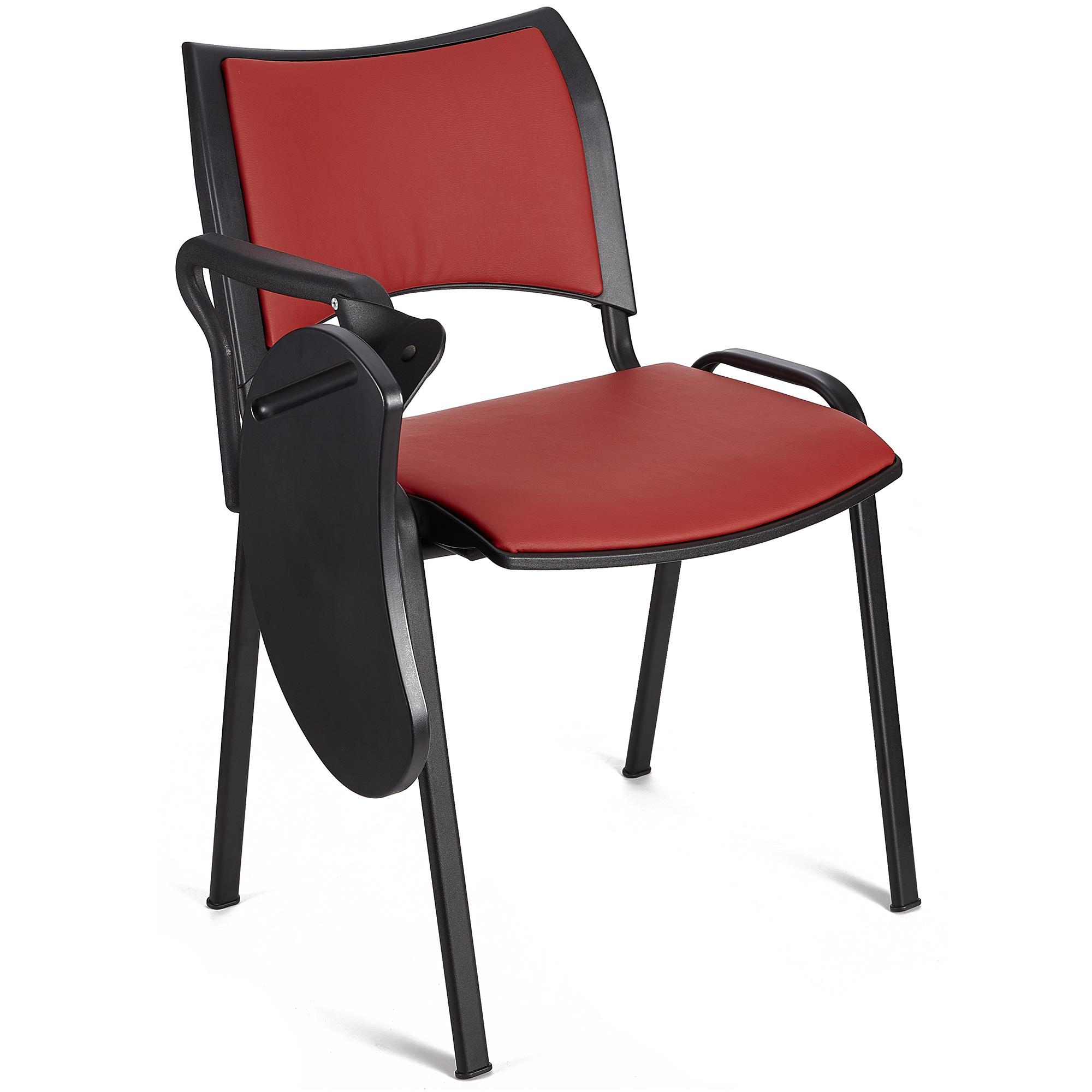 Cadeira de Visita ROMEL PELE COM PALMATÓRIA, Empilhável, Pernas Pretas, Vermelho