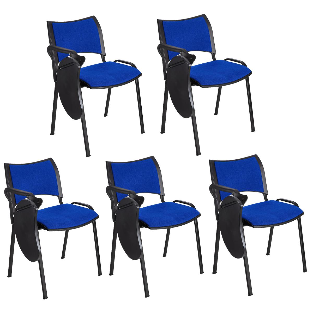 Lote 5 Cadeiras de Visita ROMEL COM PALMATÓRIA, Empilhável, Pernas Pretas, Em Pano, Azul