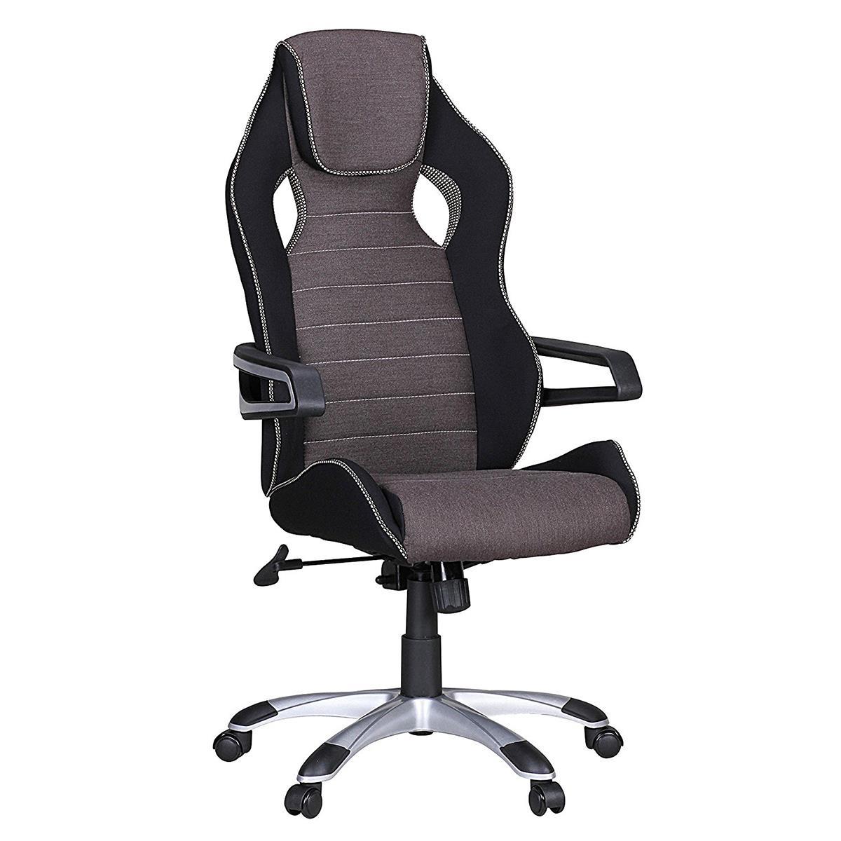 Cadeira Gaming DAKAR PRO, Exclusivo Design com Costuras, em Pano Preta e Cinza