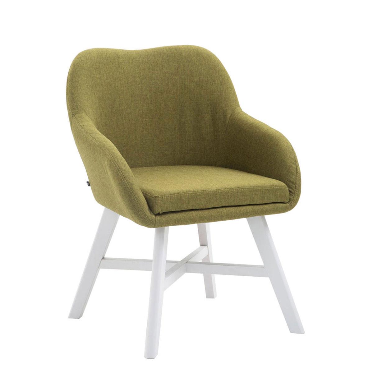 Cadeira de Visita KETEL, Exclusiva, Estructura em Madeira Branca e Tecido, Em Verde