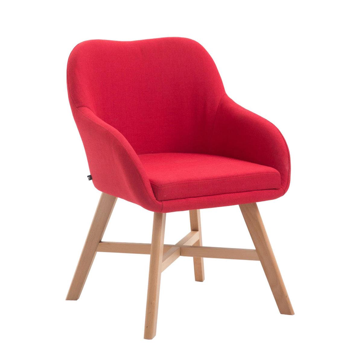 Cadeira de Visita KETEL, Exclusiva, Estructura em Madeira Clara e Tecido, Em Vermelho