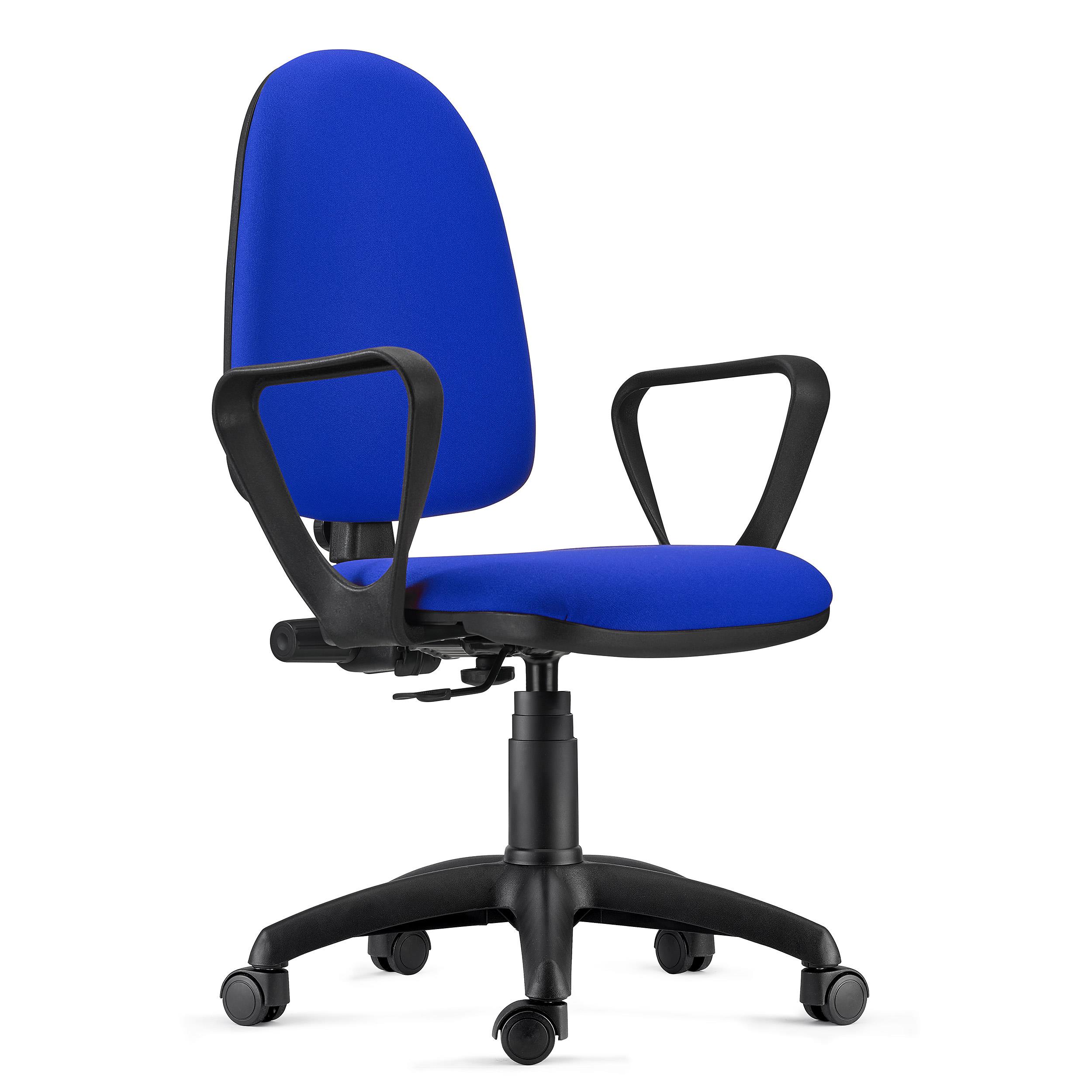 Cadeira de Escritório Ergonómica ANDREA, Em Pano Azul, Com Apoia Braços
