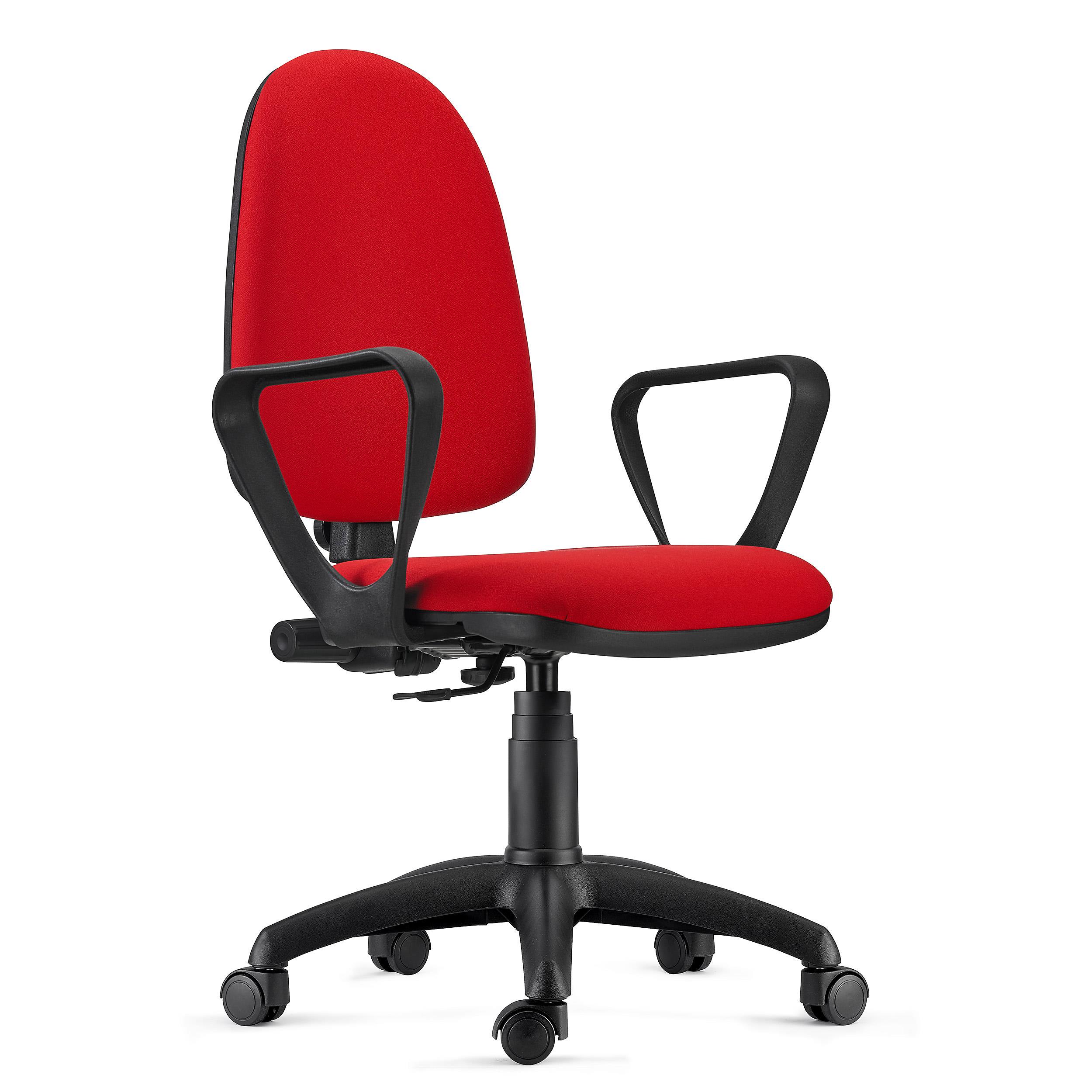 Cadeira de Escritório Ergonómica ANDREA, Em Pano Vermelho, Com Apoia Braços