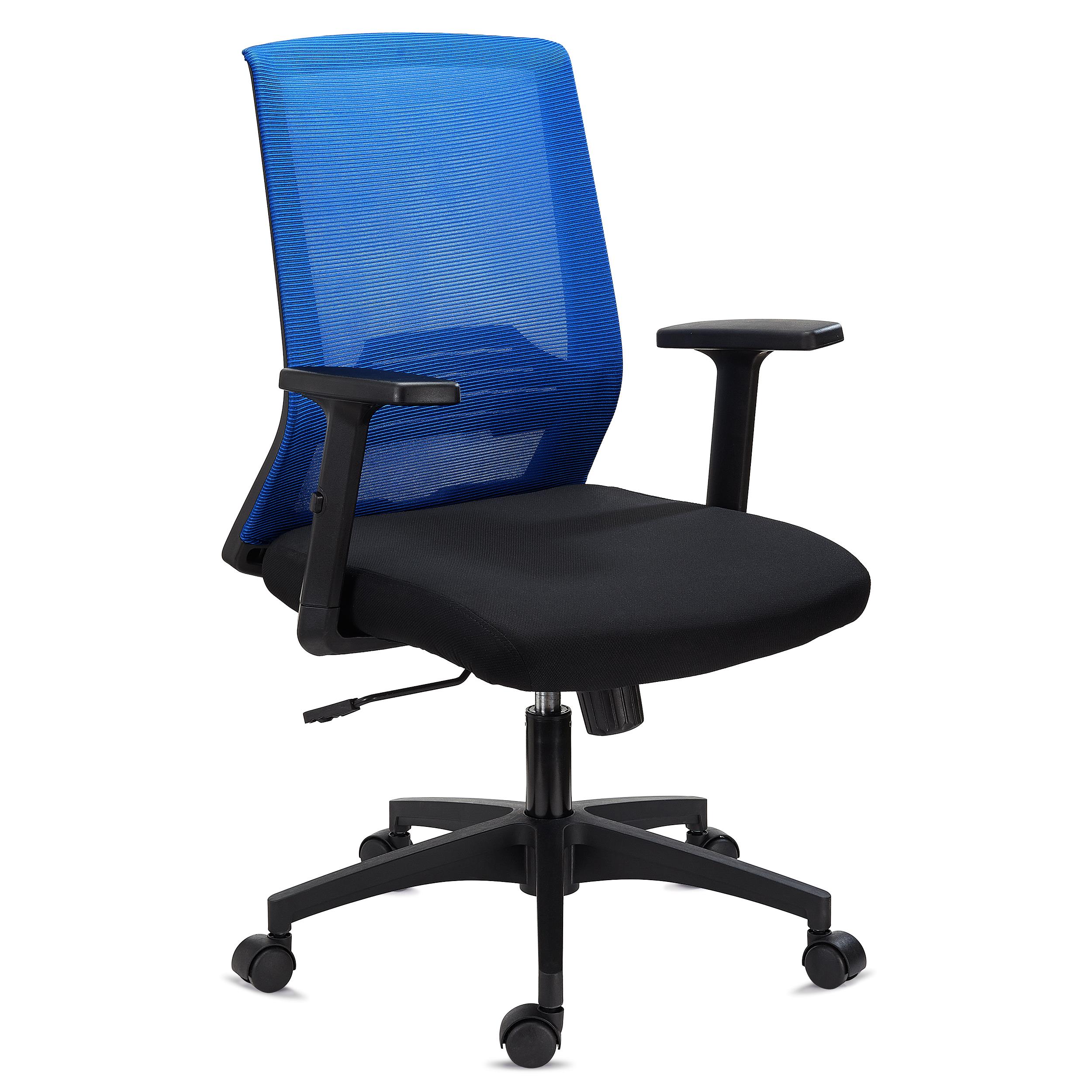 Cadeira de Escritório MIAMI, Suporte Lombar, Braços Ajustáveis, Cómoda e Ampla em Cor Azul