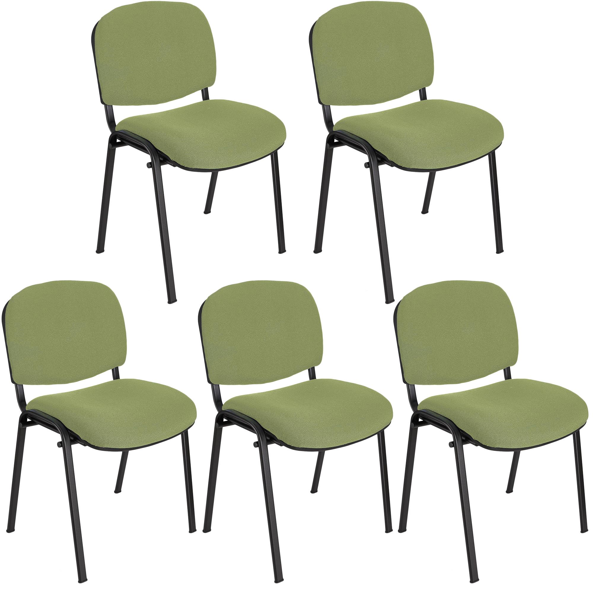 Lote 5 Cadeiras de Visita MOBY BASE, Confortável e Prática, Pernas Pretas, Cor Verde