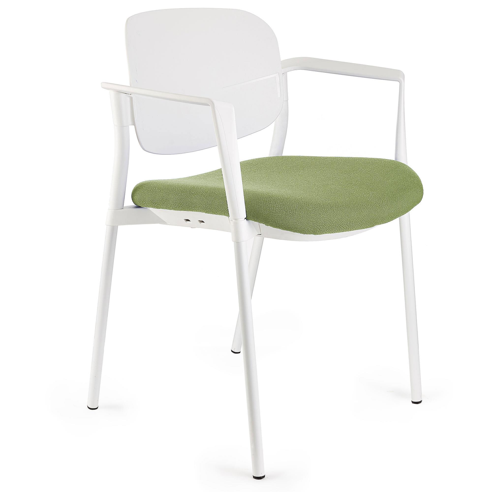 Cadeira de Visita ERIC COM BRAÇOS, Confortável e Empilhável, Cor Verde