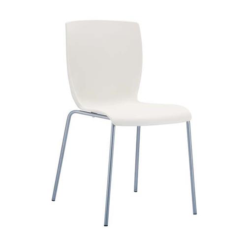 Cadeira de Visita RONNY, Design Simples e Moderno, Em Alumínio, Cor Creme
