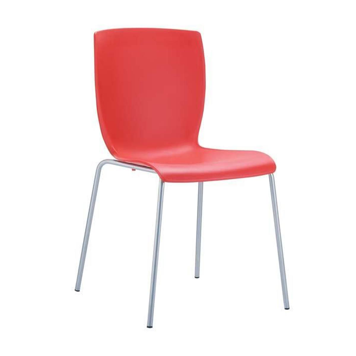 Cadeira de Visita RONNY, Design Simples e Moderno, Em Alumínio, Cor Vermelho