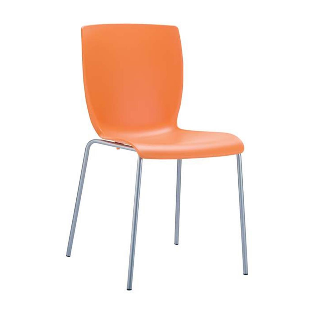 Cadeira de Visita RONNY, Design Simples e Moderno, Em Alumínio, Cor Laranja