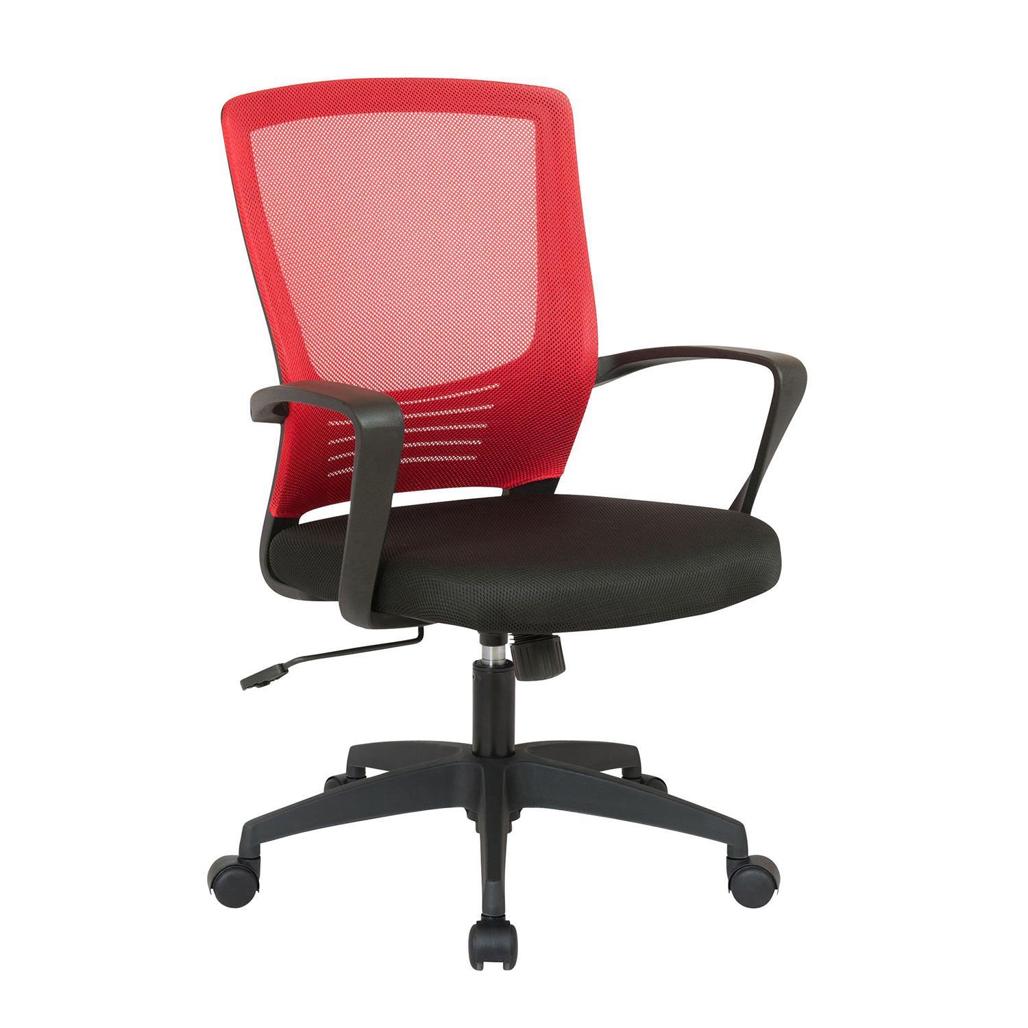 Cadeira de Escritório MALIBU, Design Moderno, Malha Respirável e Pano, Cor Vermelho