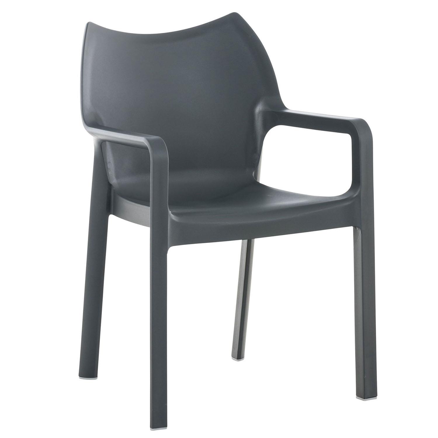 Cadeira de Visita RAMOS, Apoia Braços Integrados, Moderno e Resistente, Cor Cinza Escuro