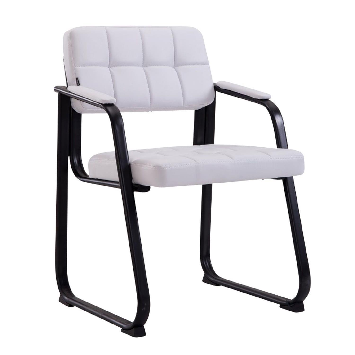 Cadeira de Visita CABANA, Design Moderno, Em Pele, Cor Branco